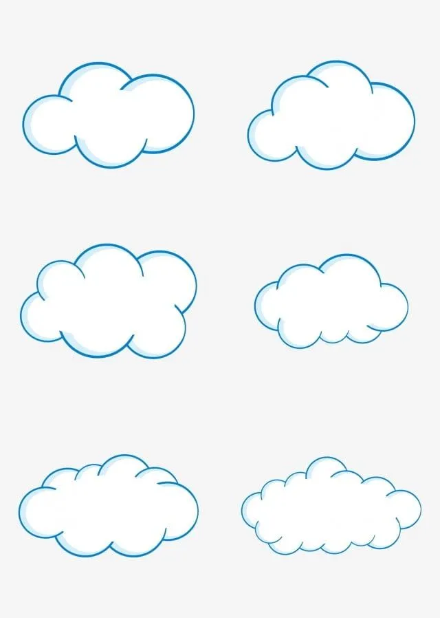 Simple Blue Cloud Illustrations on a White Background