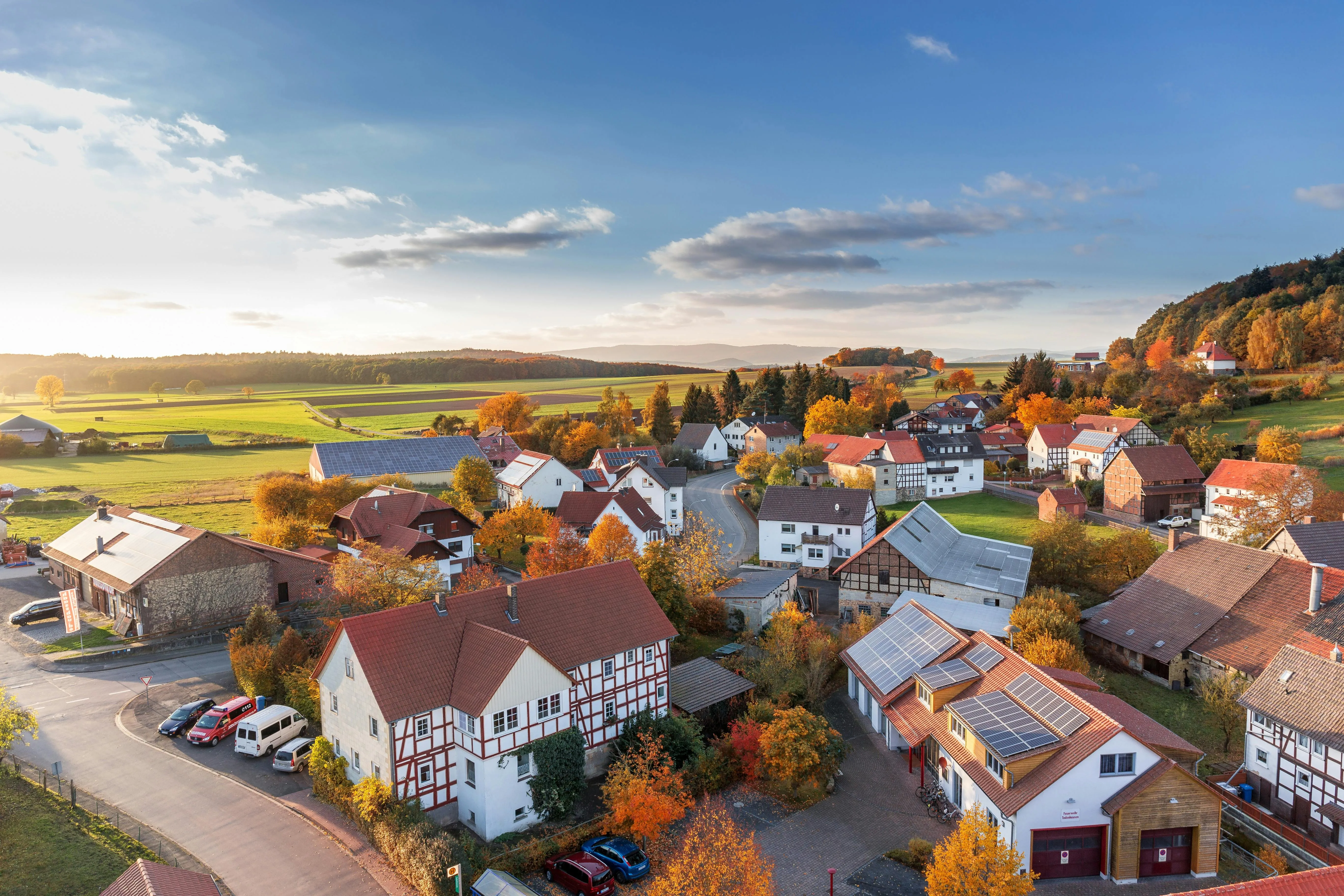 Small Colorful Town Under Clear Blue Afternoon Sky HD
