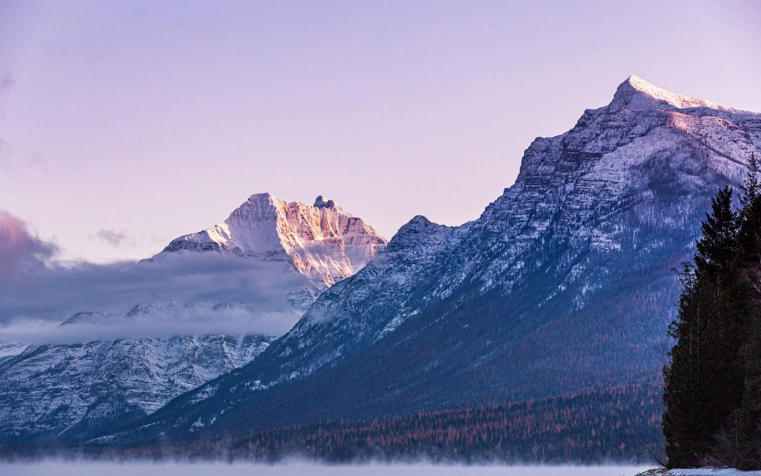 Sunrise Over Snowcapped Mountain in Crisp Morning image