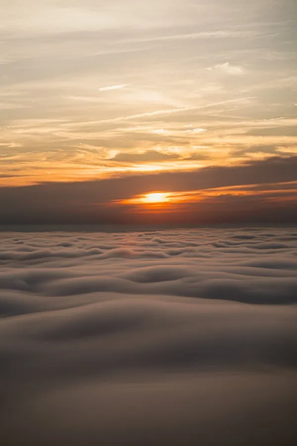 Sunset View Above Clouds Creating Beautiful Golden Light