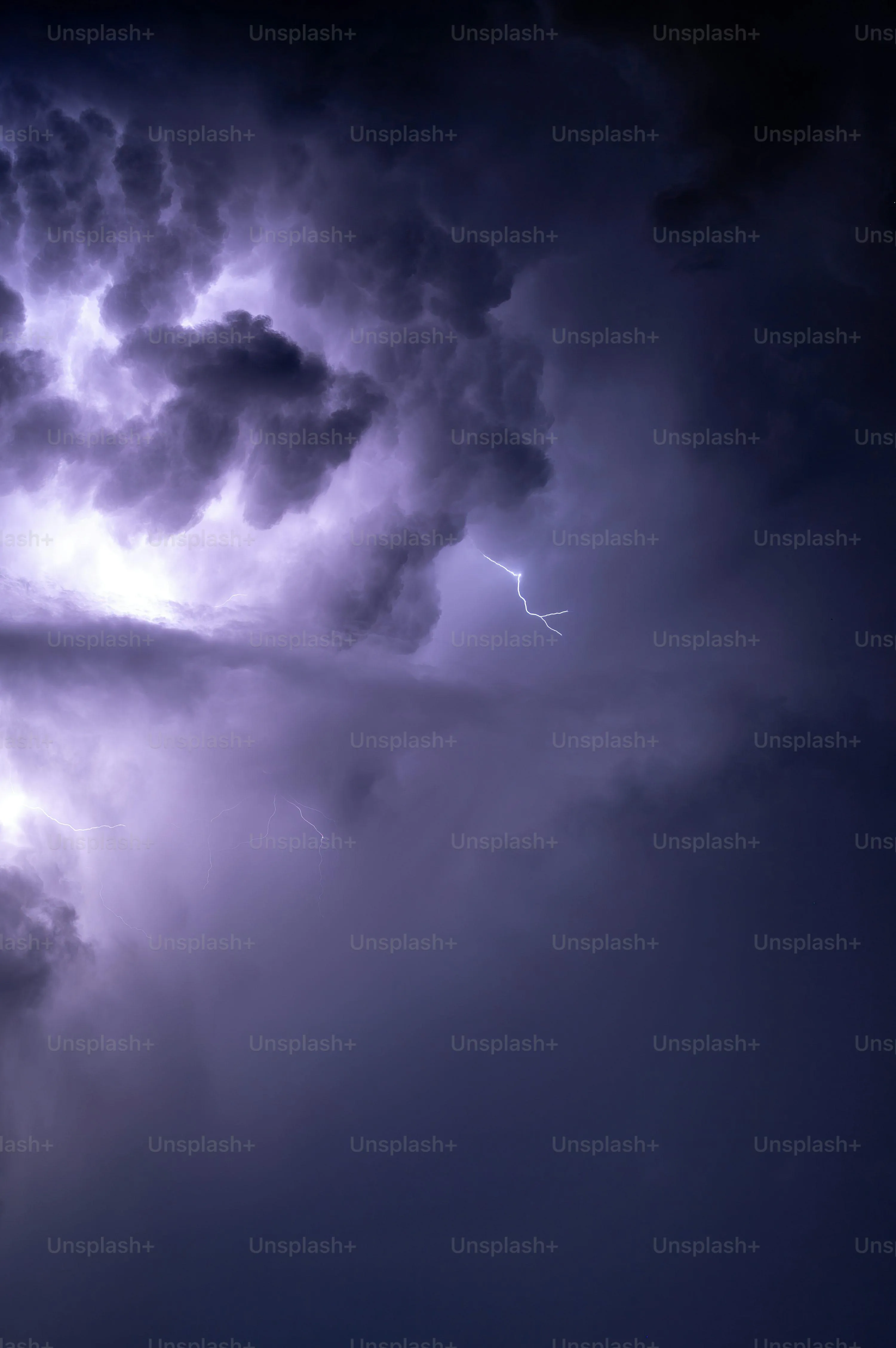 Thunderstorm with Lightning in Dark Rainy Sky