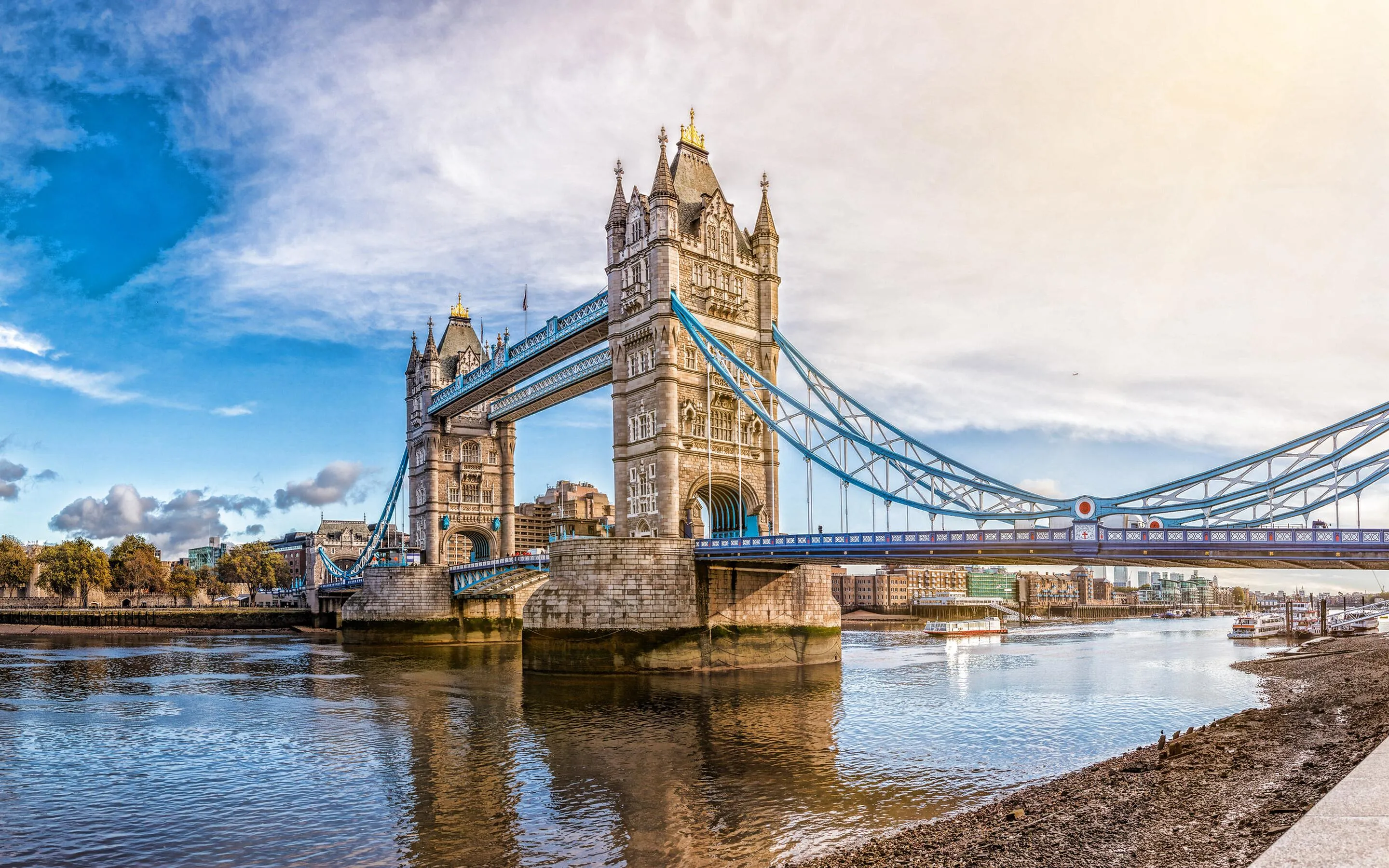 Tower Bridge over River Thames in London at sunset