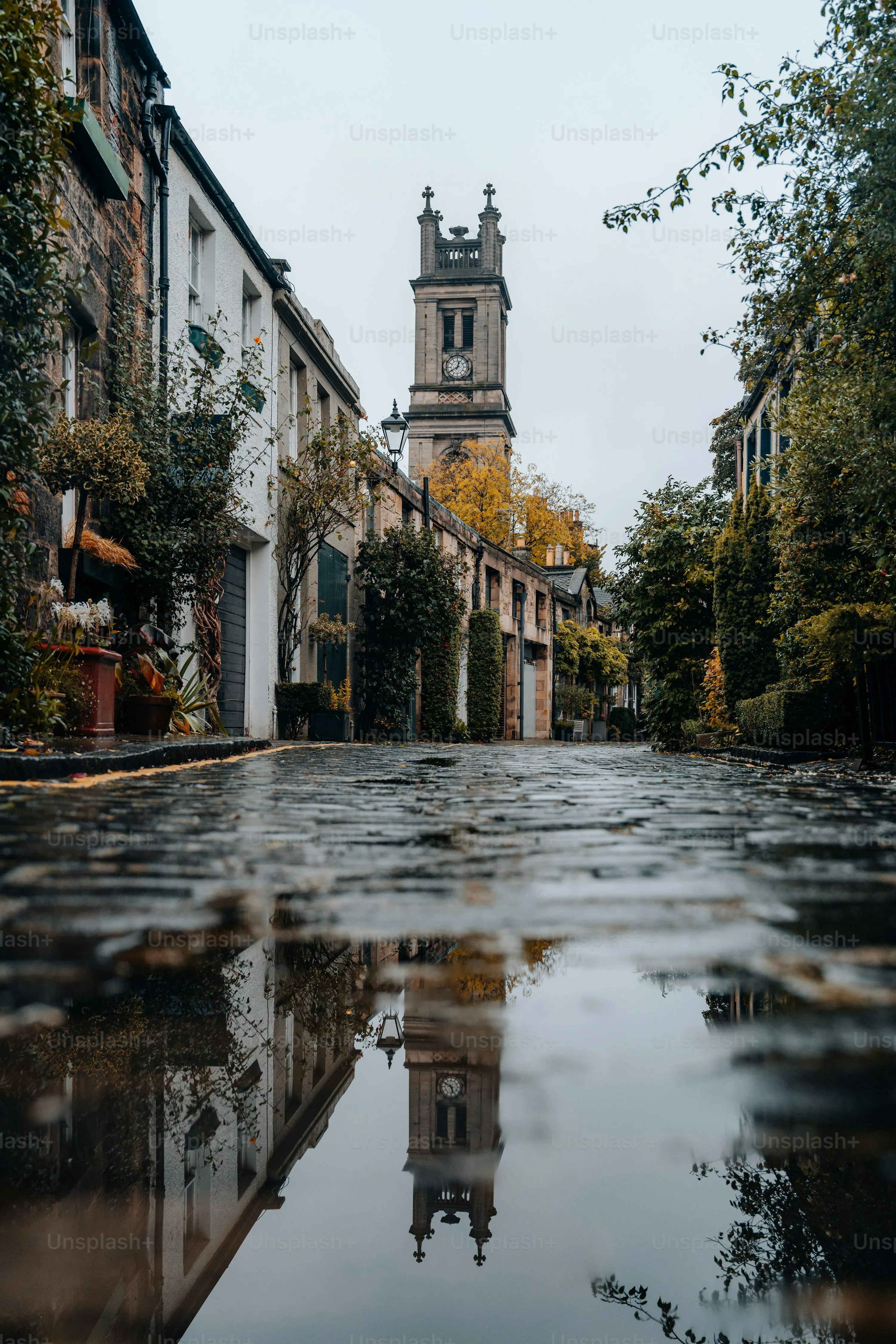Urban Street Reflections Under Heavy Rainfall Image