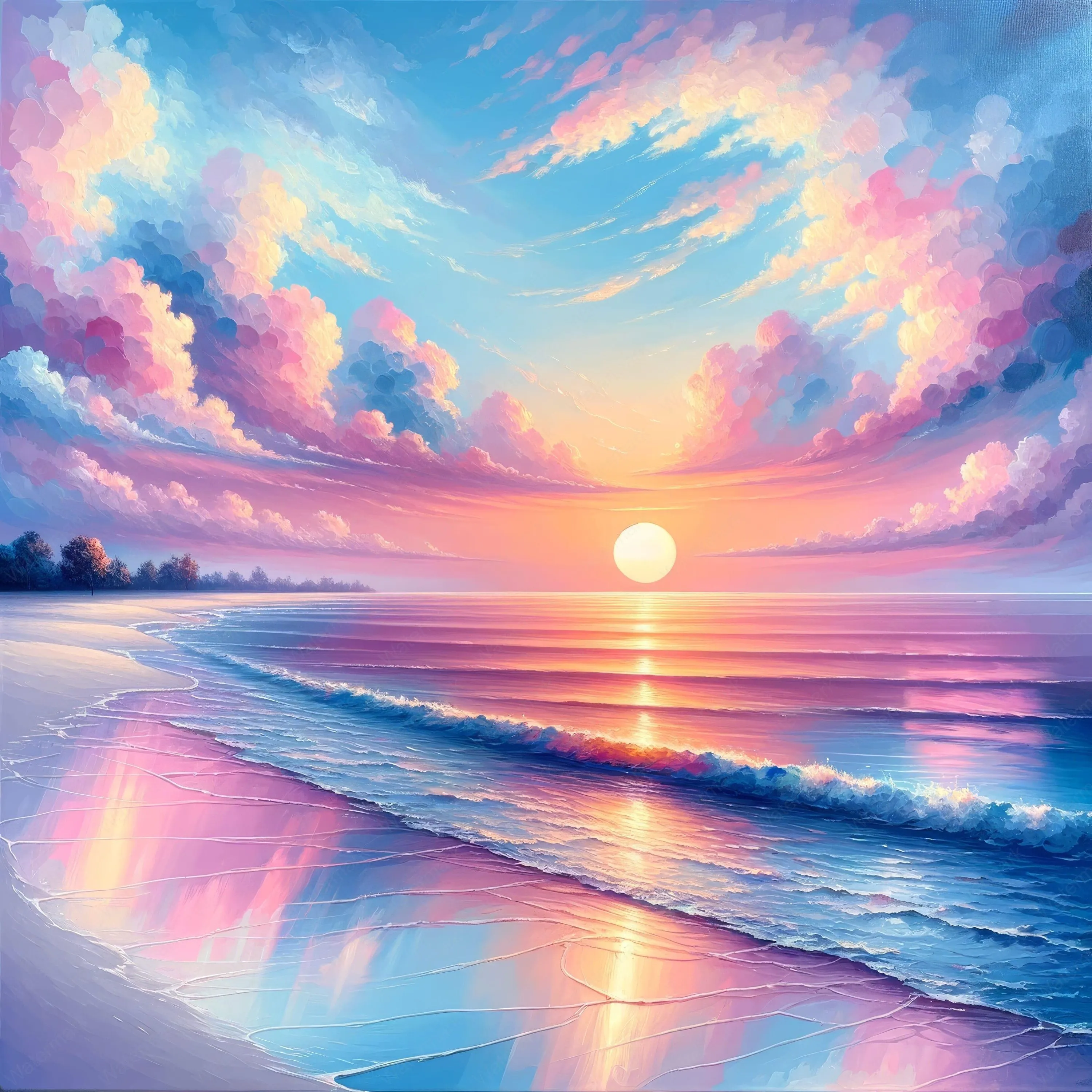 Vibrant Pink and Blue Sunset Over Calm Ocean Waters