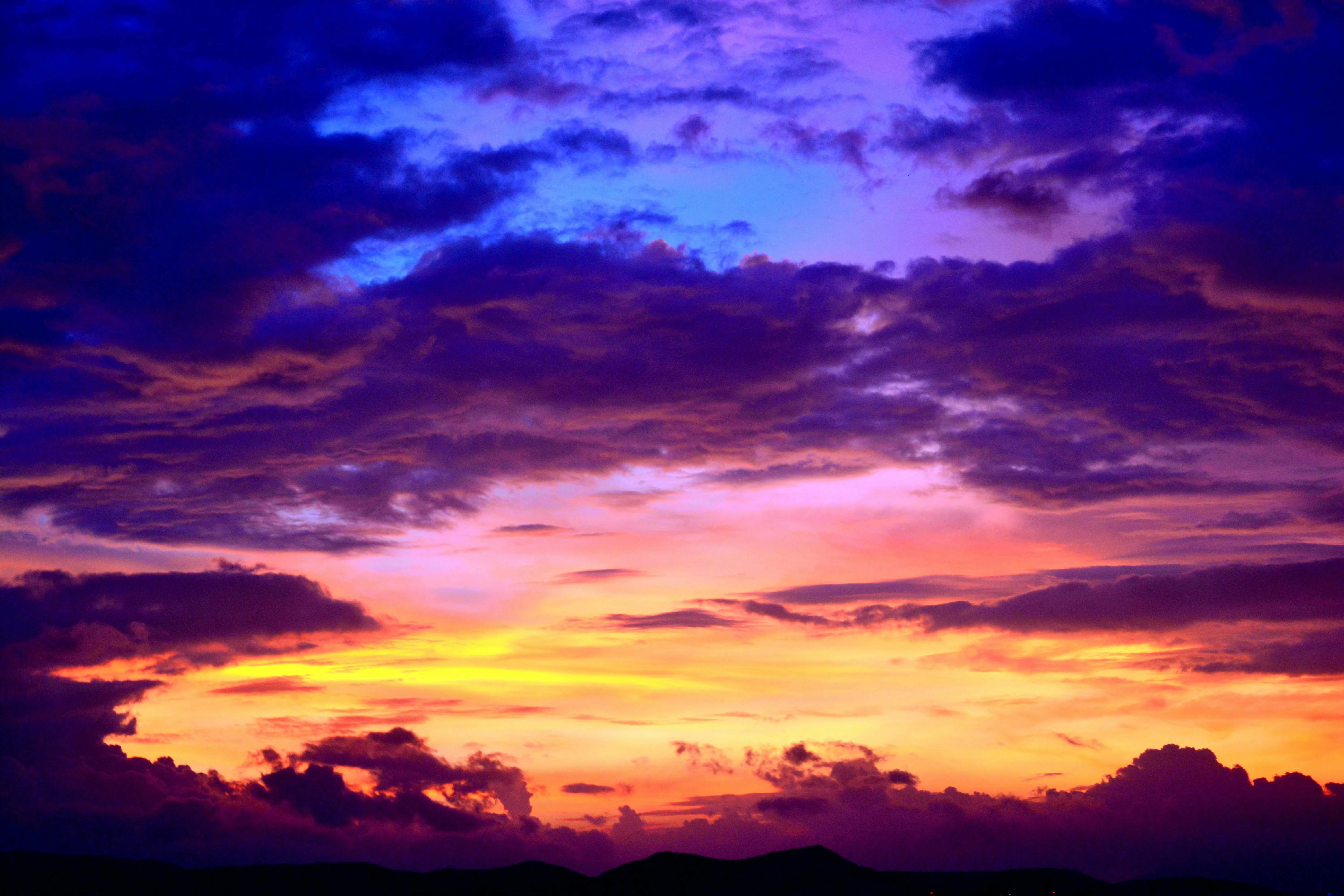 Vivid Purple and Orange Sky During a Dramatic Sunset