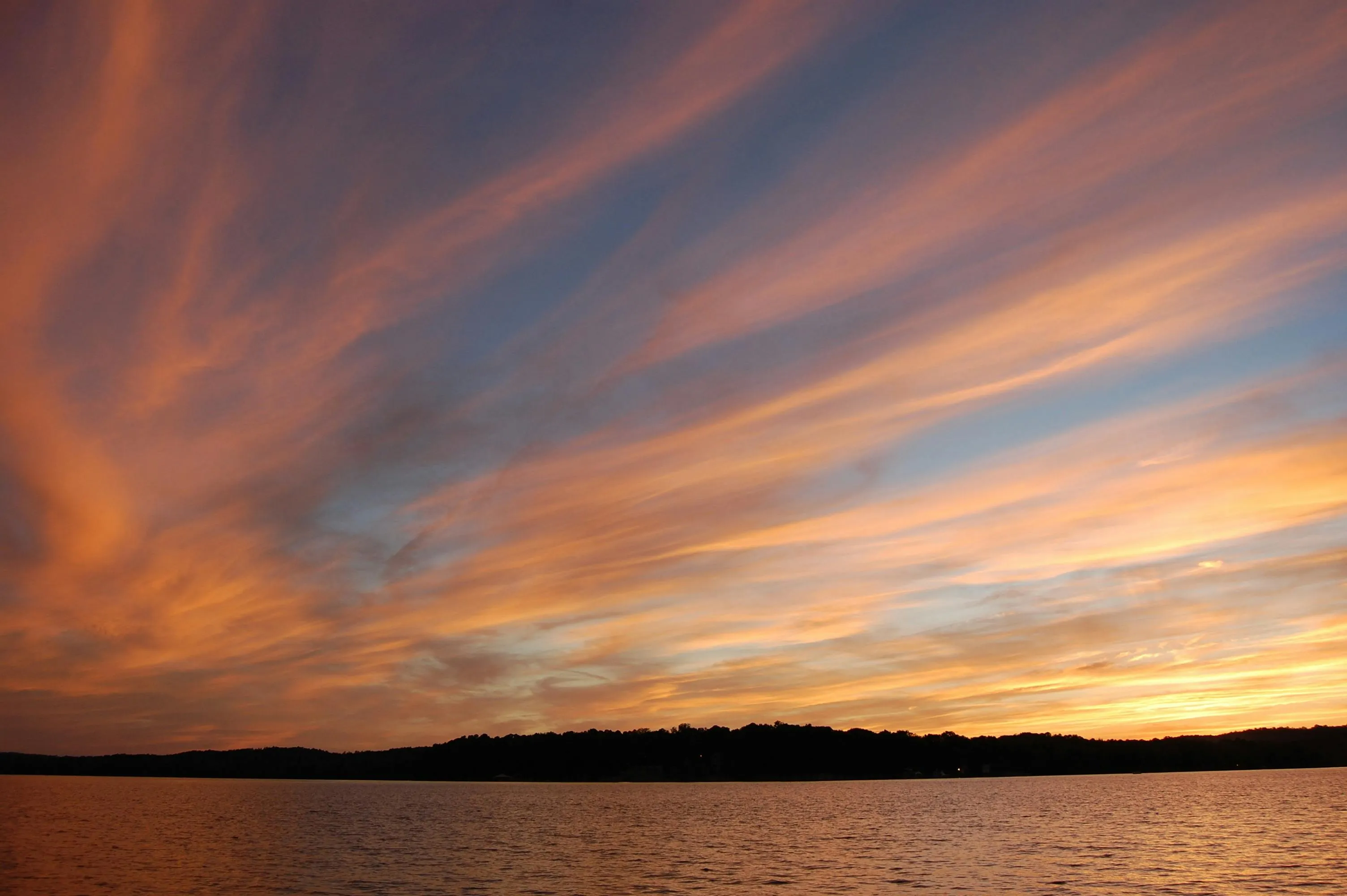 Wide Open Sky with Beautiful Orange and Blue Sunset