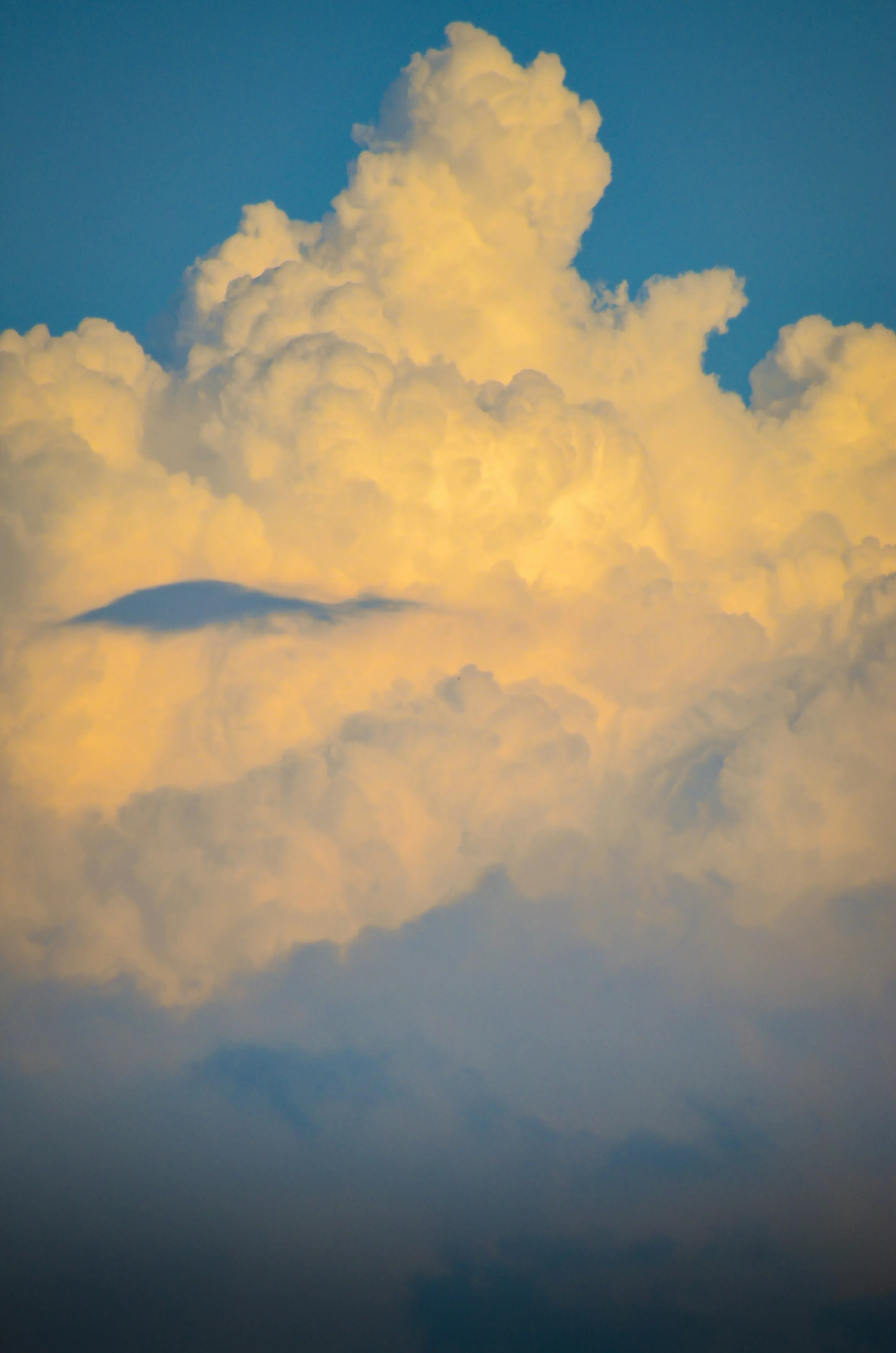 Yellow Clouds Forming Above the Blue Sky at Sunset Wallpaper