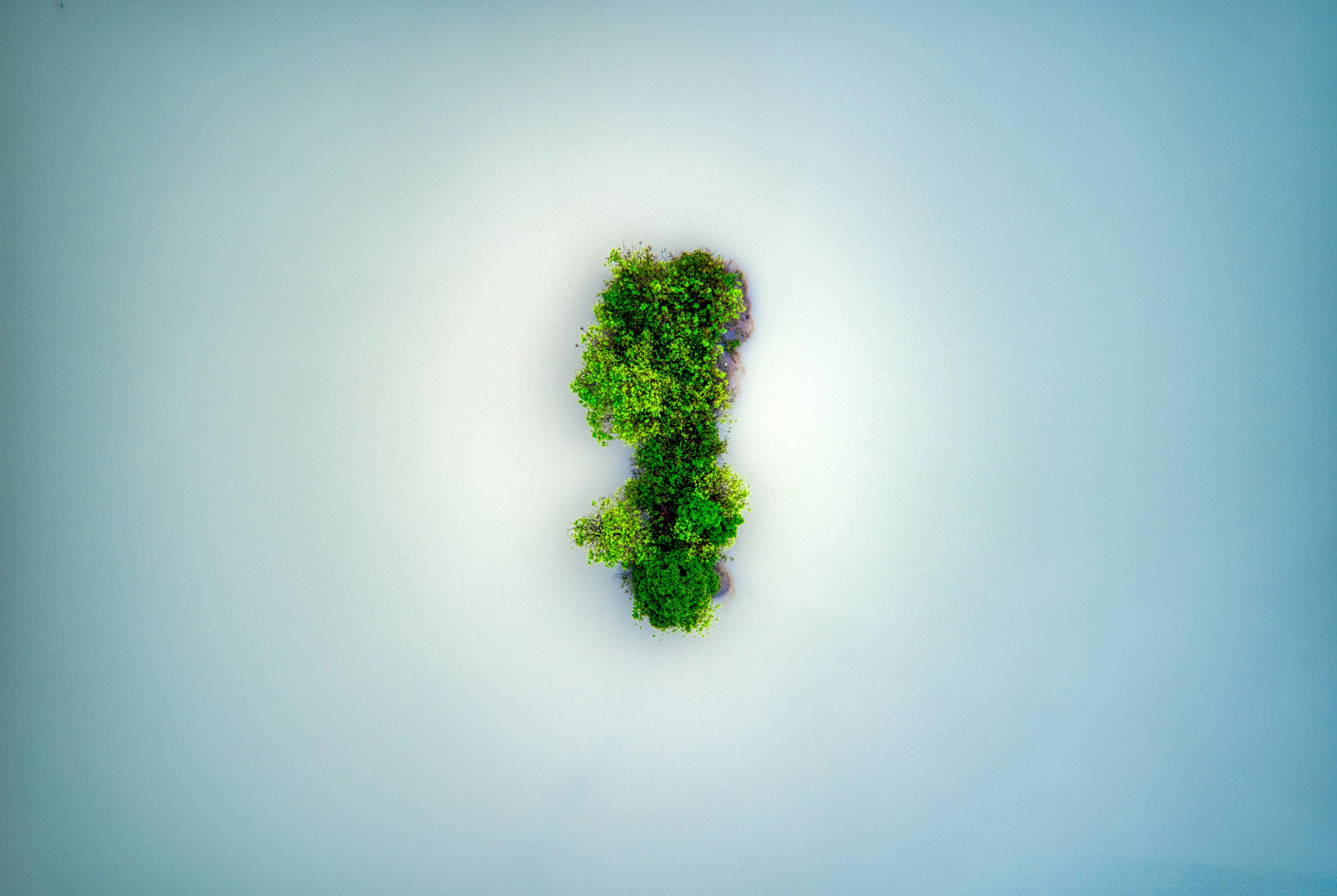 Aerial Shot of a Small Green Island Surrounded by Water