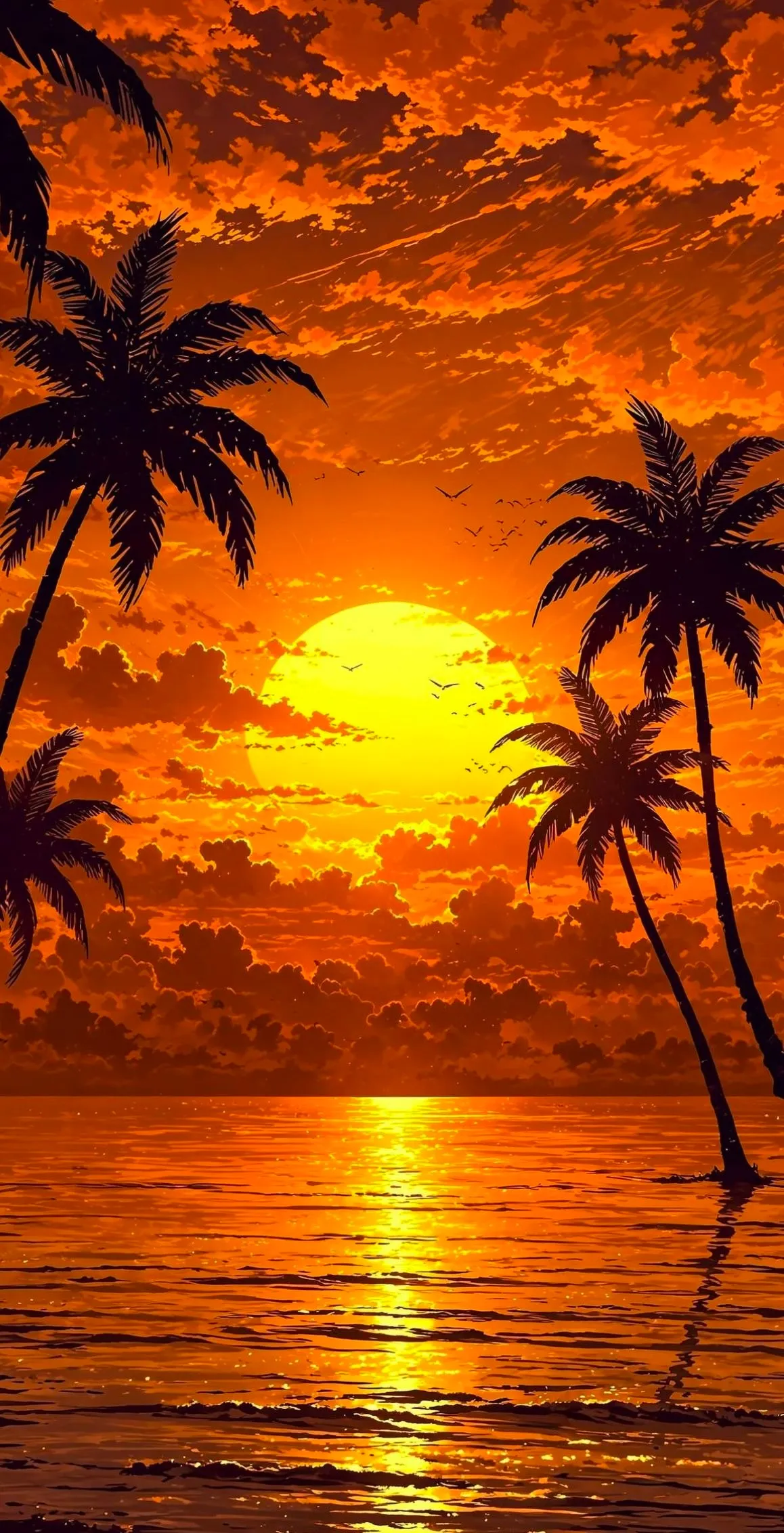 Beautiful evening scenaries with coconut trees HD wallpaper