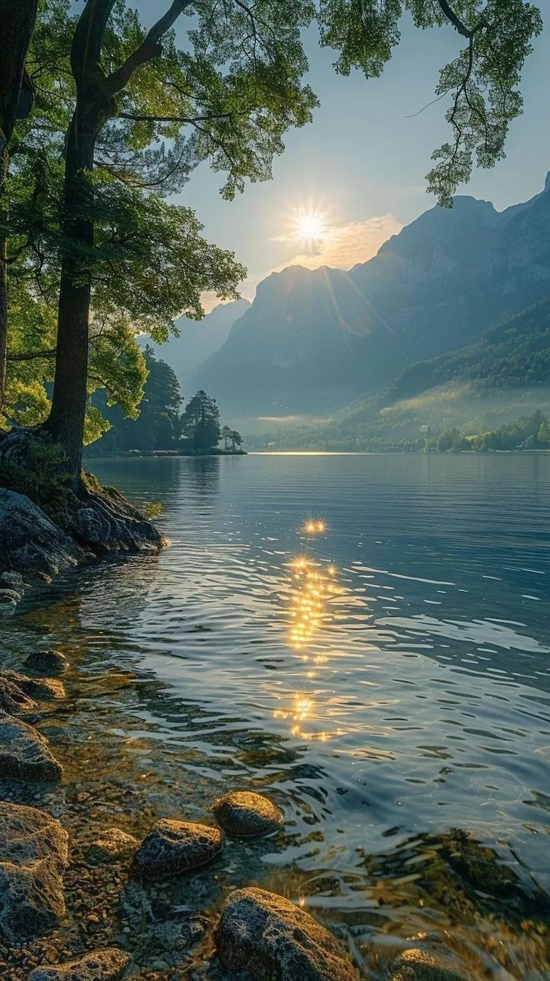 Calm Riverbank Nature Mobile Wallpaper HD