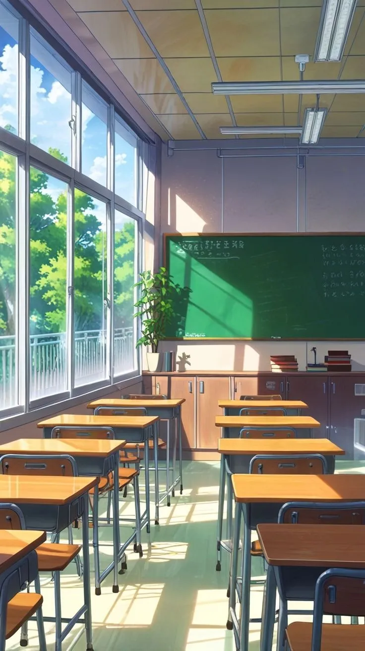 Classroom Study Scene with Desk and Chair hd wallpaper image