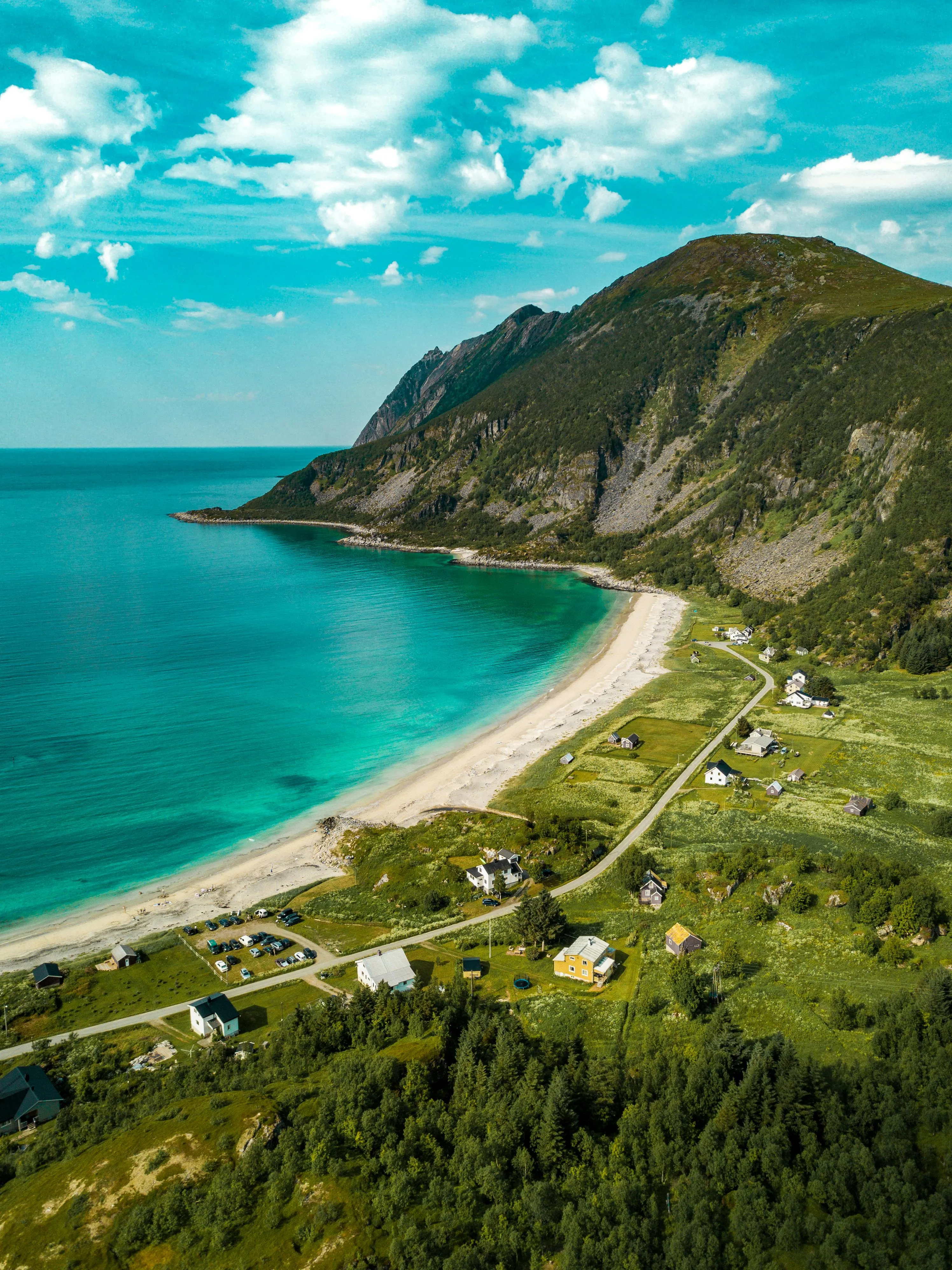 Coastal Road with Mountain and Sea Download Free Wallpaper