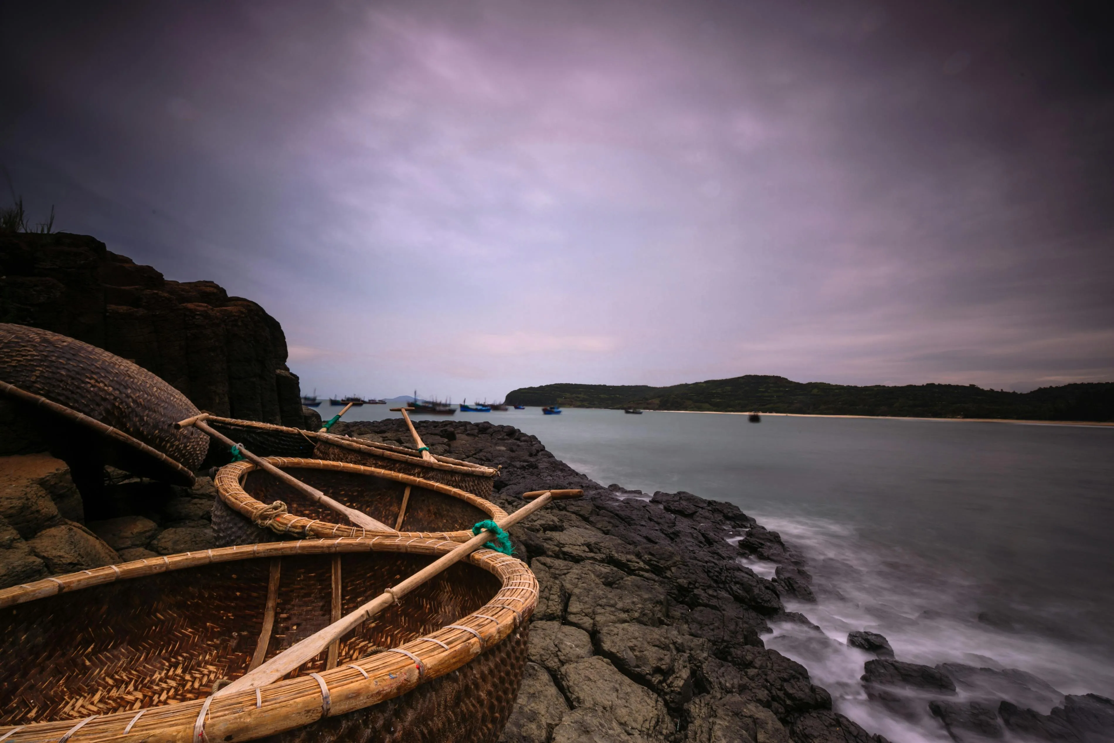Curved Wooden Stairs on the Rocky Coastline Free Wallpaper