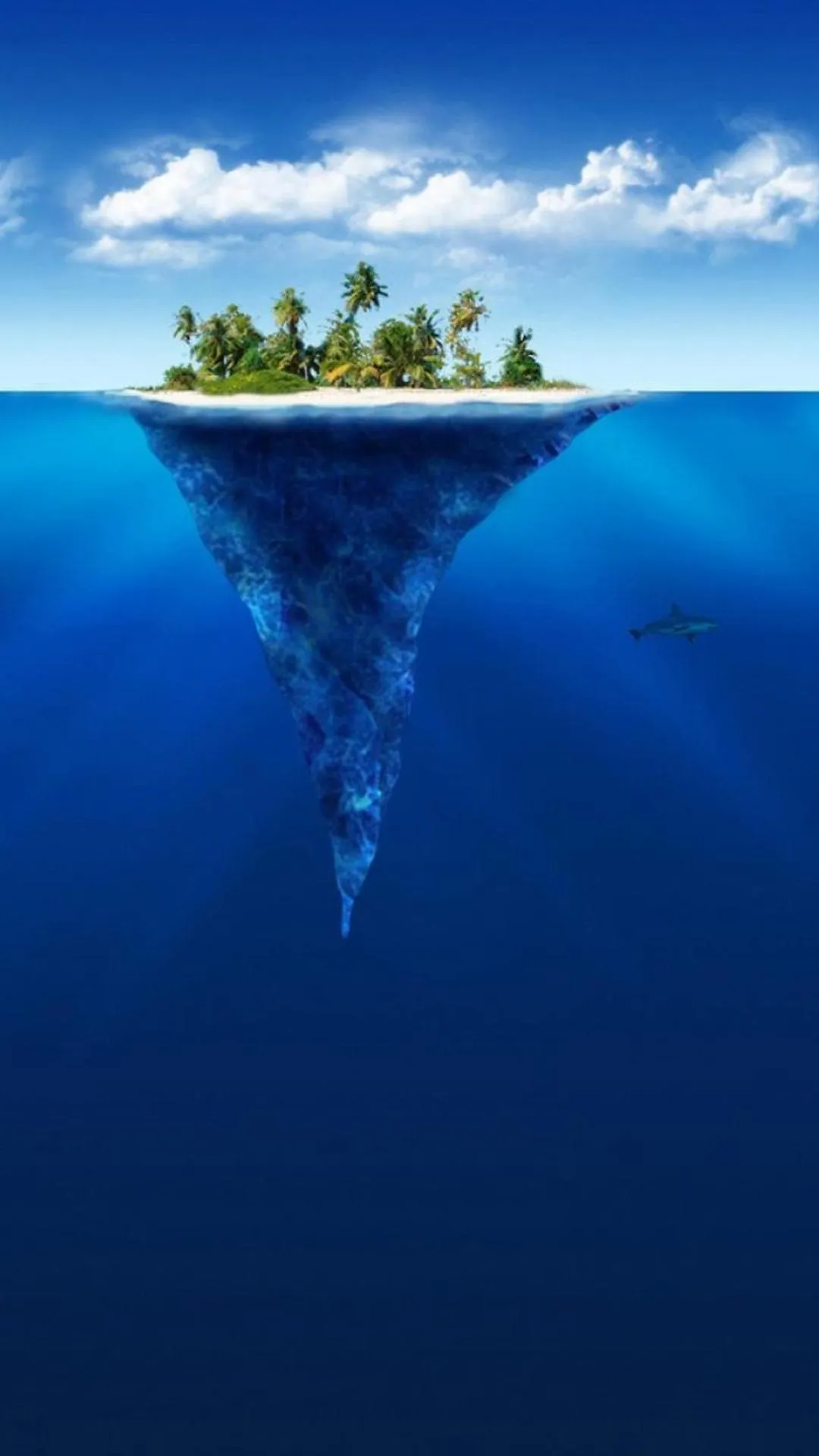 Floating Island with Deep Ocean Drop Off Illusion Wallpaper