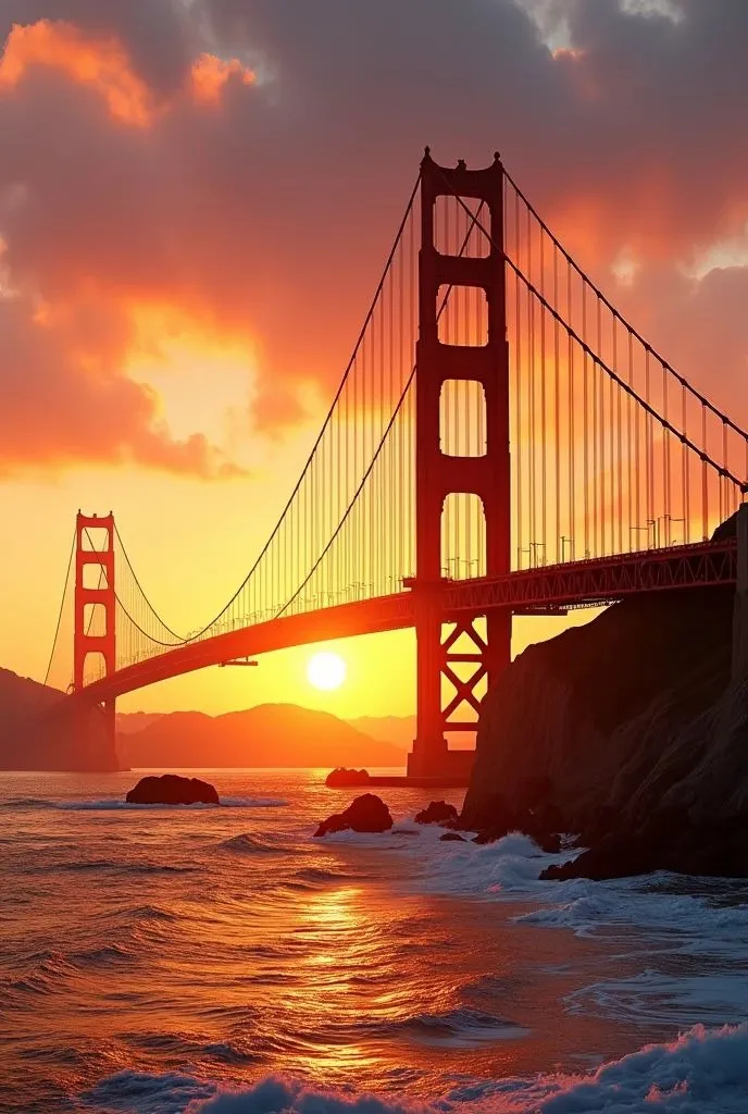 Golden Gate Bridge Scenic View Framed by Trees at Sunset HD