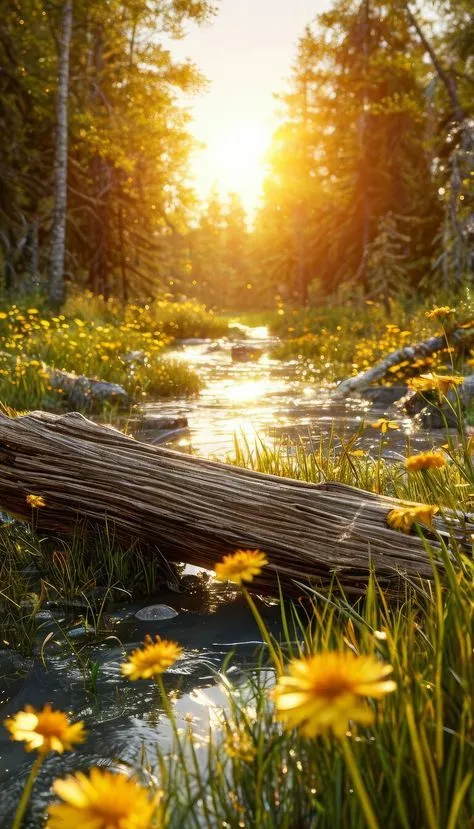 Golden Meadow Nature Mobile Wallpaper HD