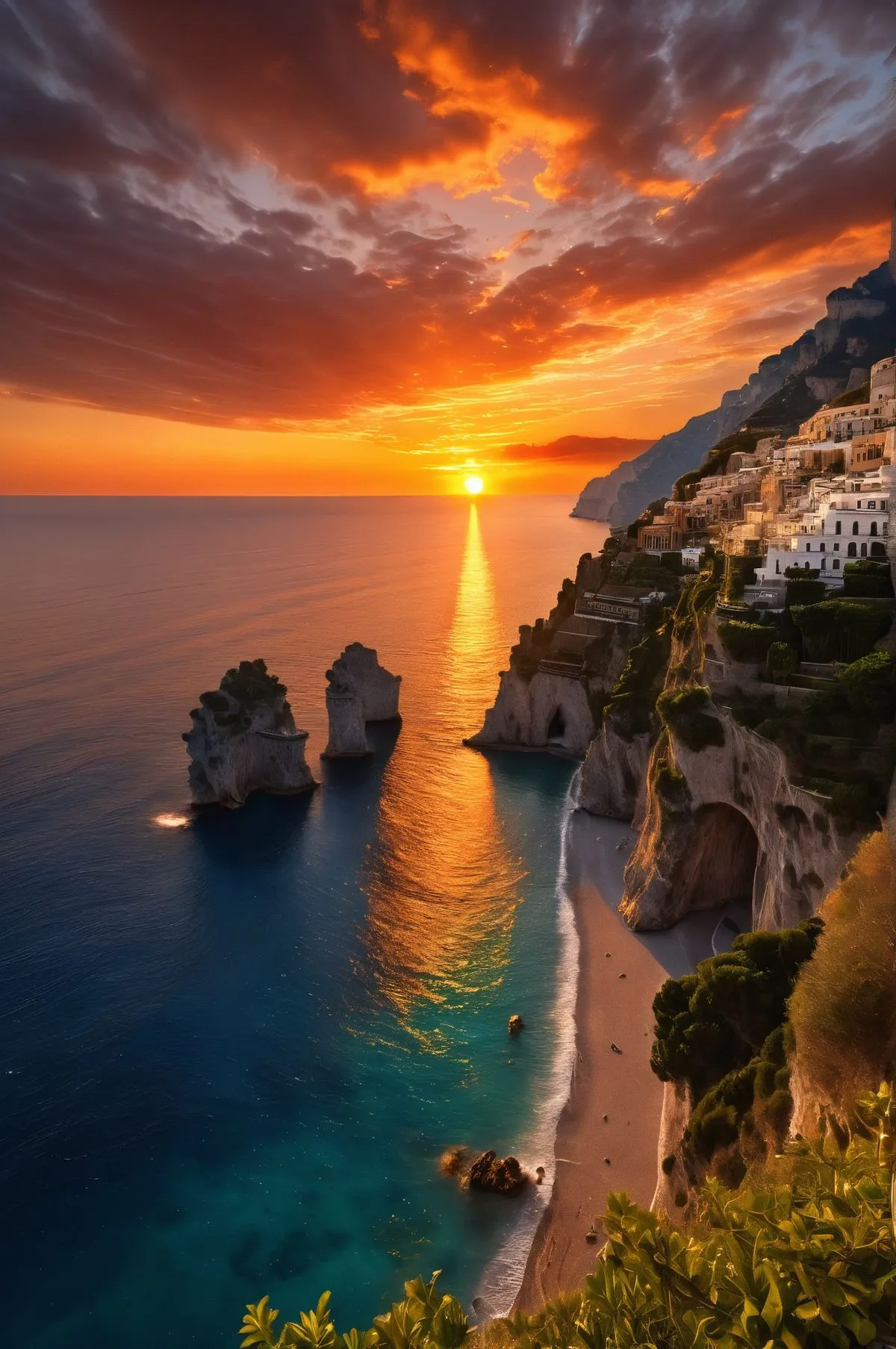 HD wallpaper of hiker on cliff at sunset looking Ocean View