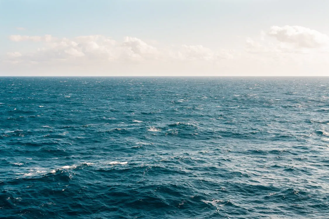 Landscape Image of the Calm Blue Ocean in Soft Light