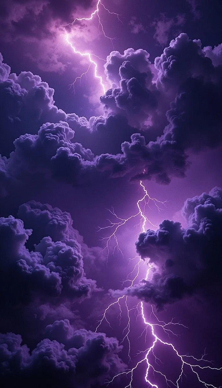 Lightning with purple colour dark clouds free HD Wallpaper