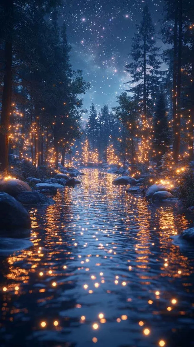 Night Forest Glow Nature Wallpaper for Mobile HD