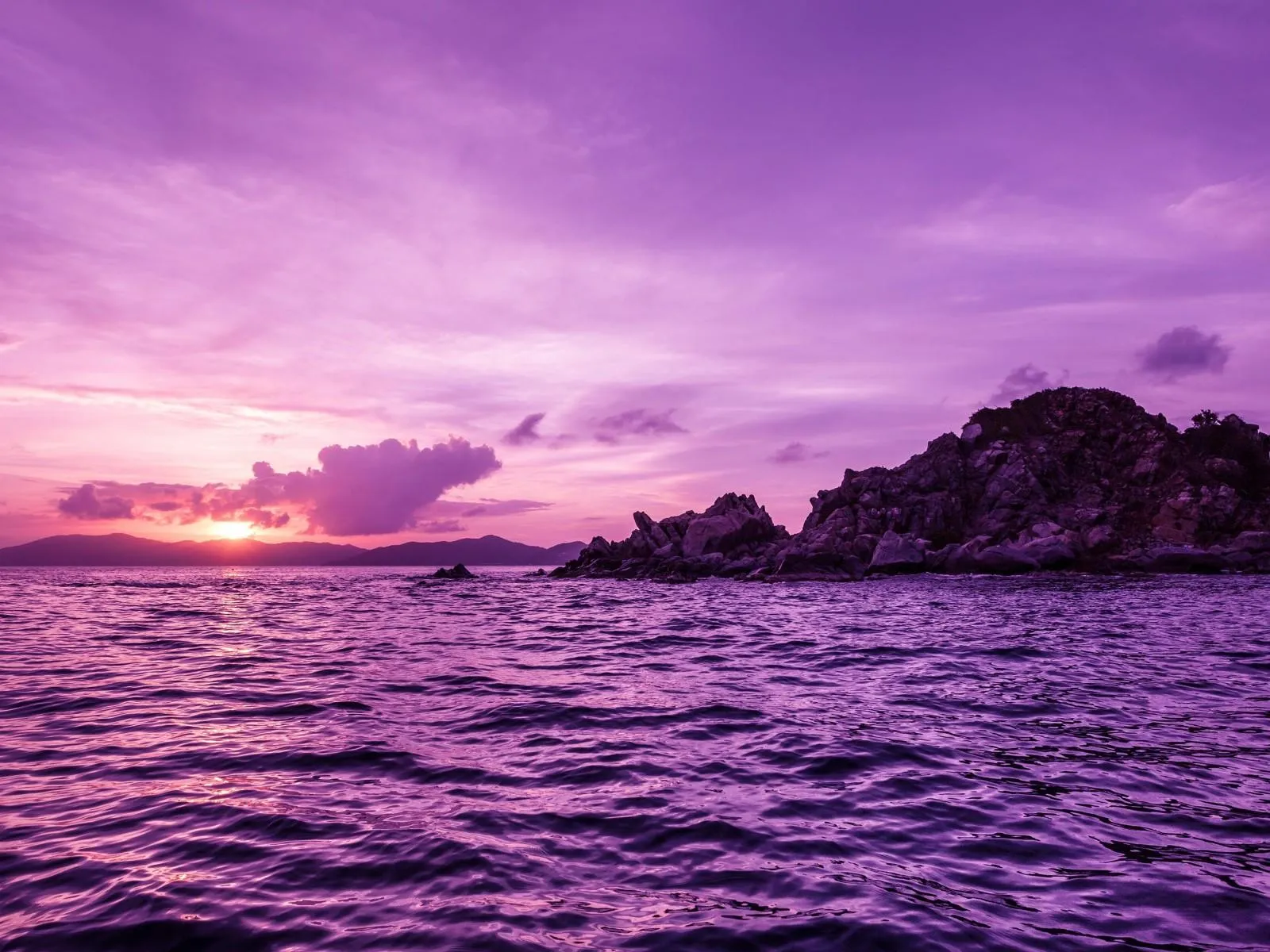 Pink and Purple Sky Reflecting on Peaceful Ocean Waves
