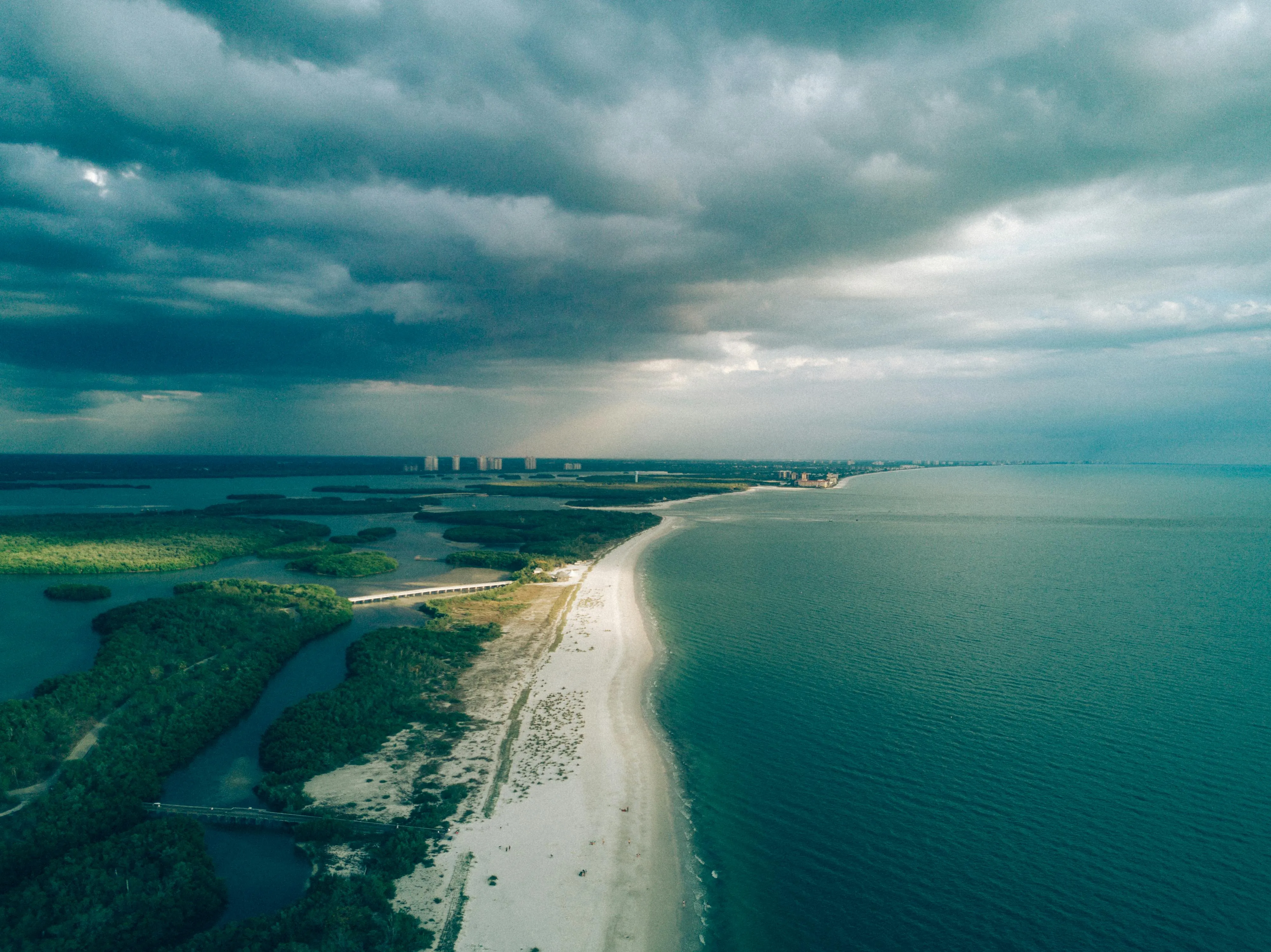 Stunning View of the Long Coastline Under a Dramatic Sky