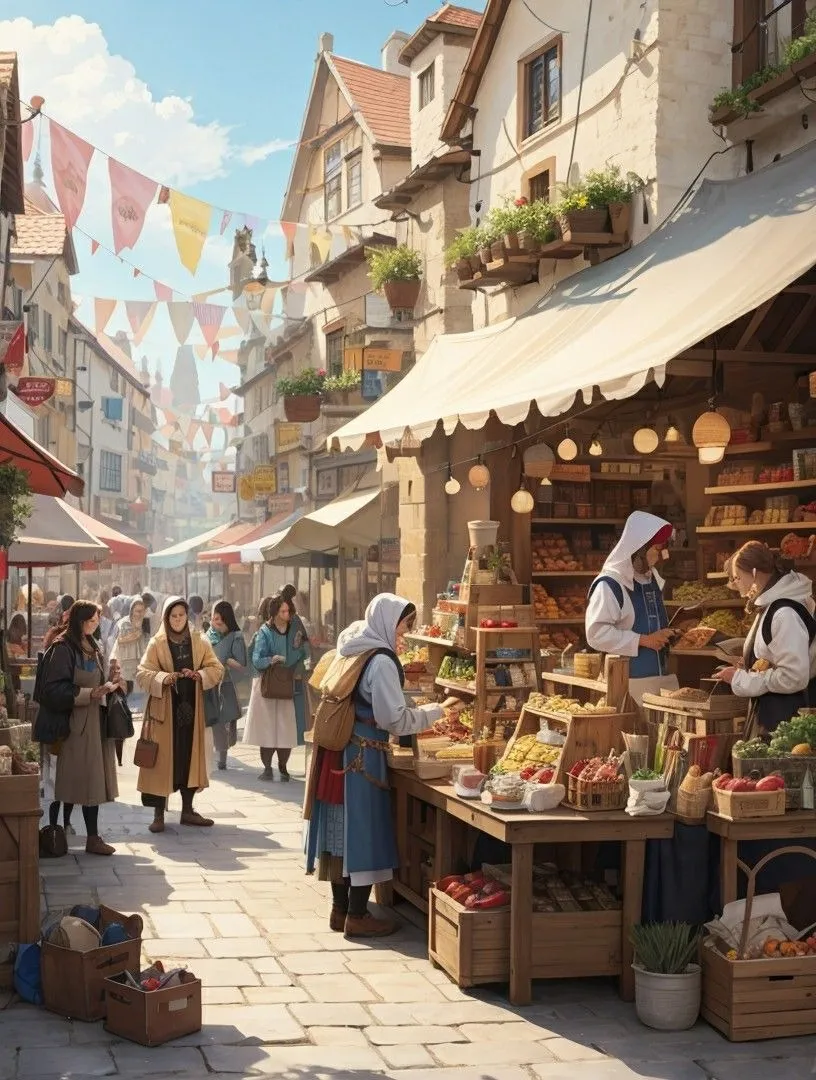 Traditional Middle Eastern Market Street Artwork image in HD