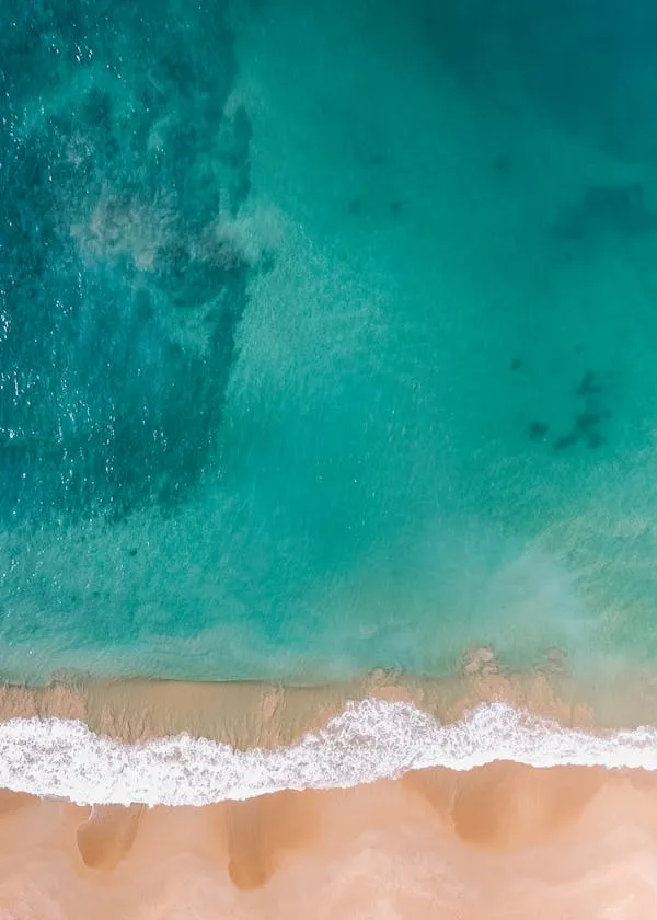 Turquoise Ocean Water Meets the Soft Sandy Beach Coastline