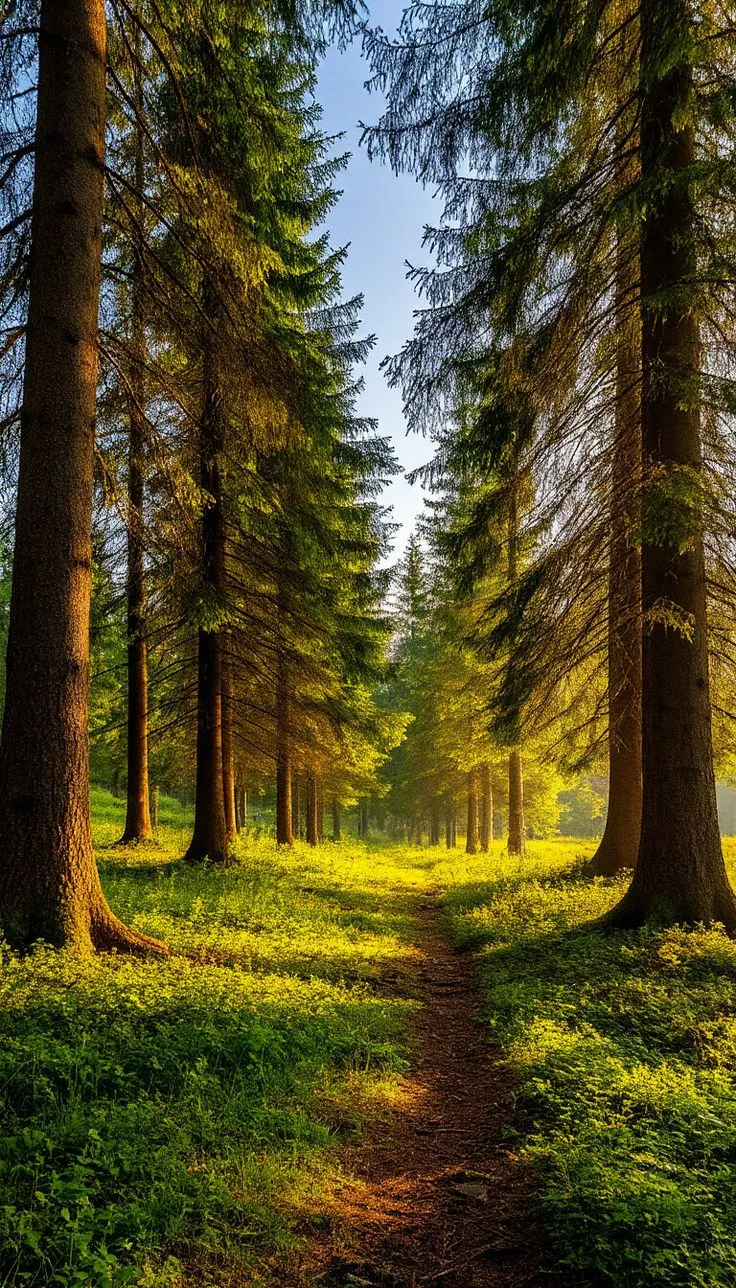 Twilight Forest Path Nature Wallpaper for Mobile