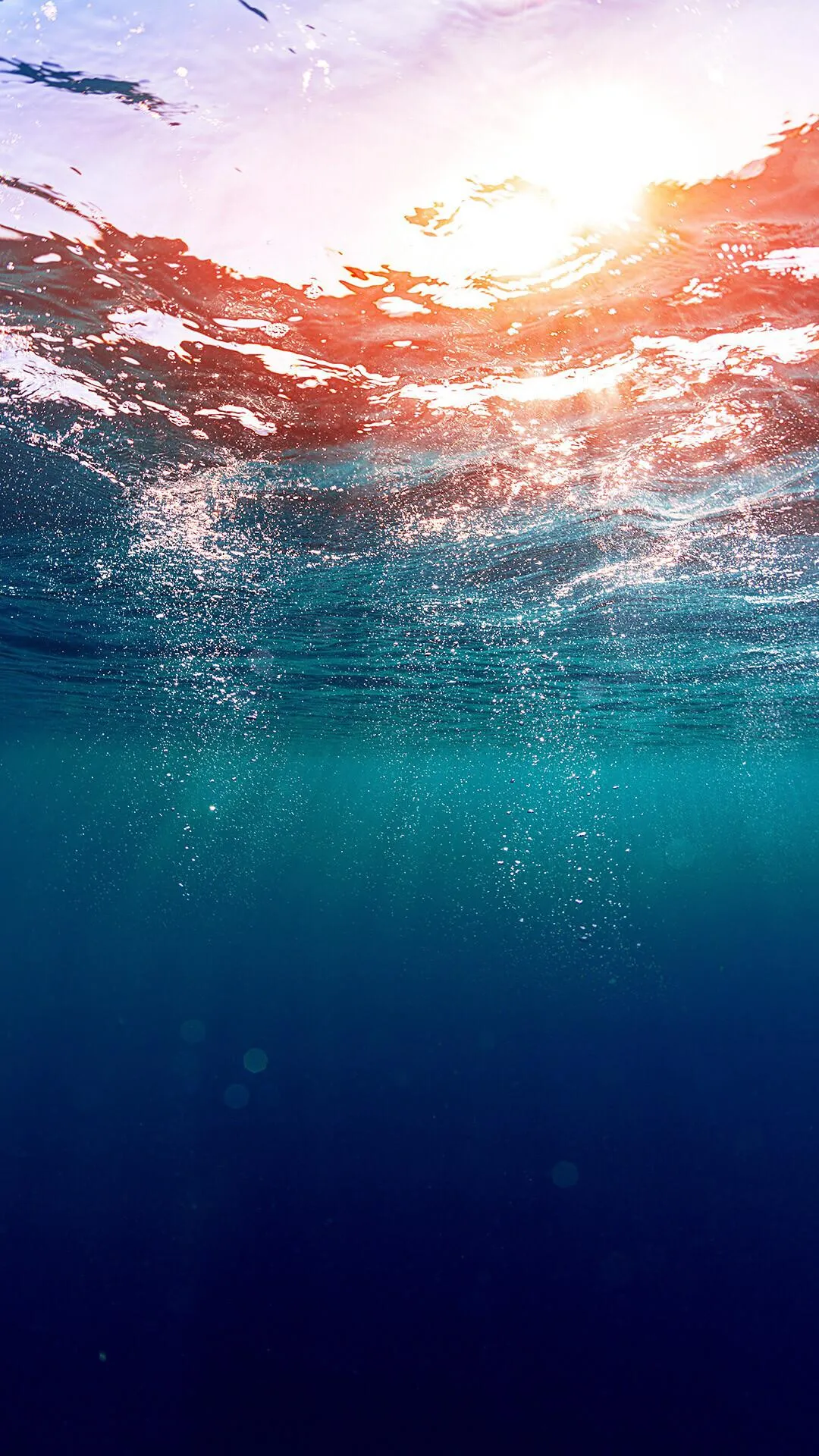 Underwater View of Sunlight Piercing Through the Seawater
