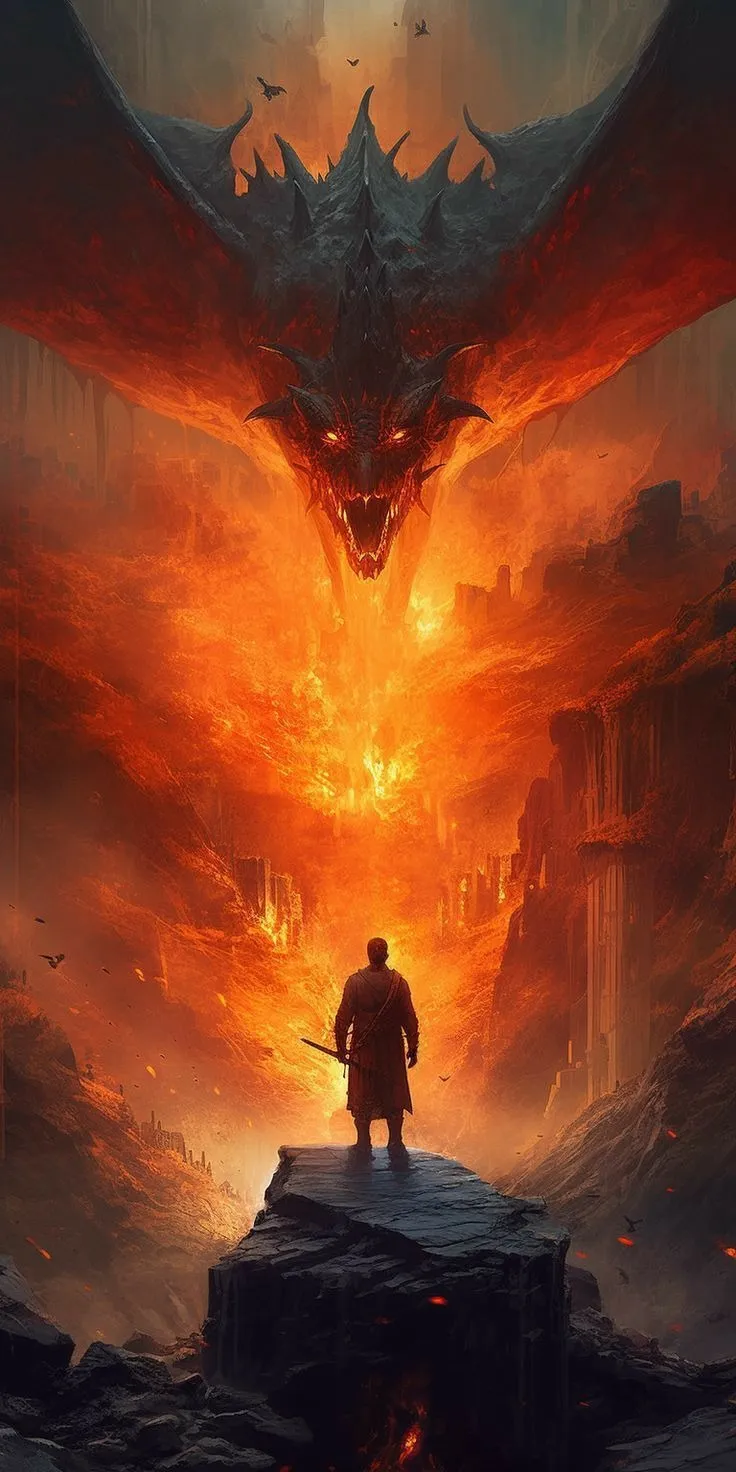 War of dragon in sky with fire and blood free HD wallpaper