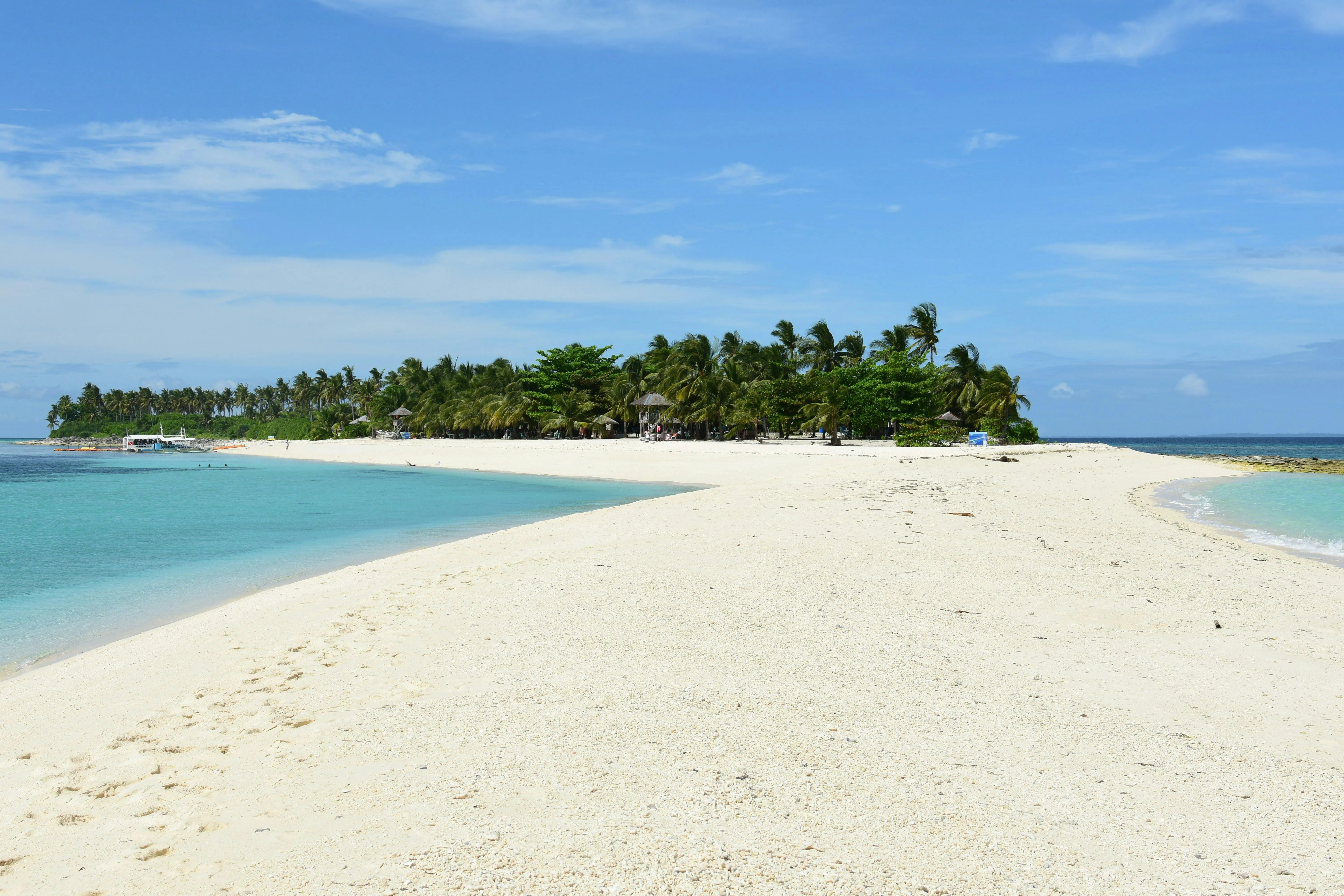 White Sand Beach with an Island Download Free Wallpaper
