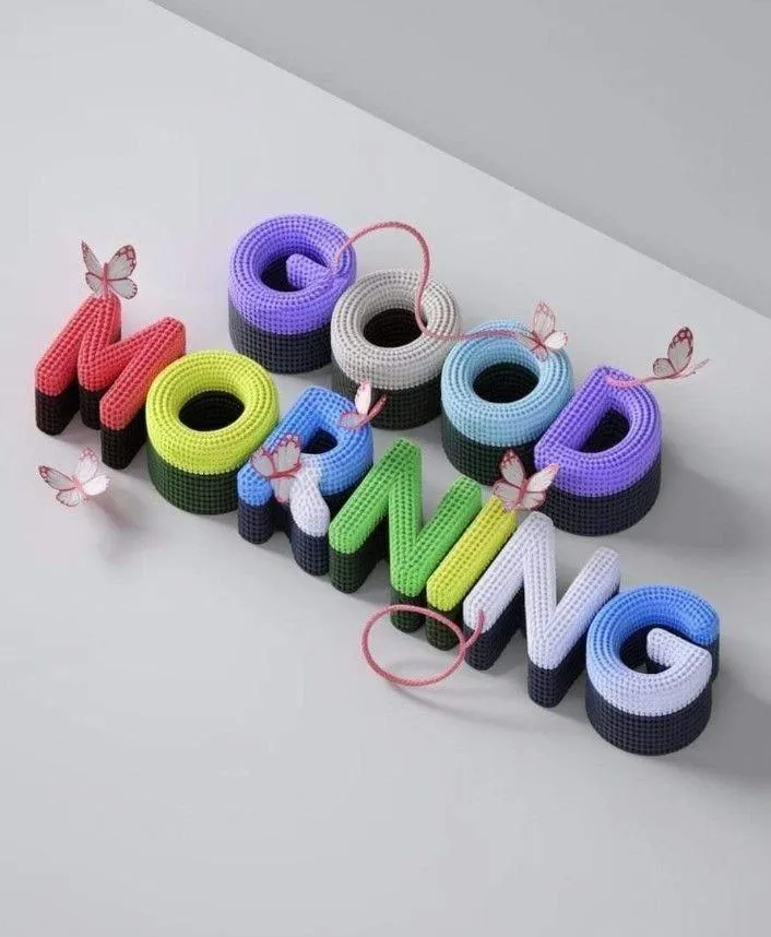 3D Text Blocks Spelling Good Morning in Playful Style