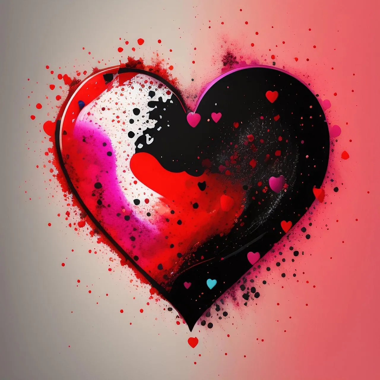 Abstract Black and Red Heart Depicting Strong Passion