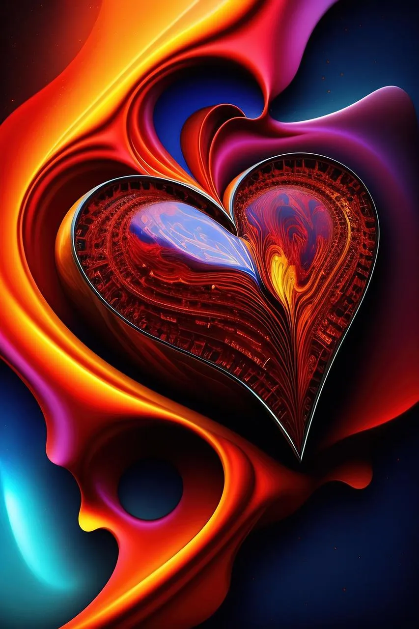 Abstract Red Heart Blending Colors of Passion Wallpaper