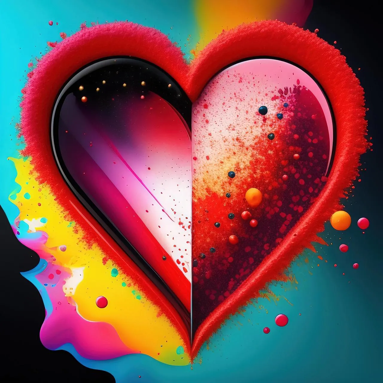 Abstract Vibrant Heart Showing Joyful Emotions Wallpaper