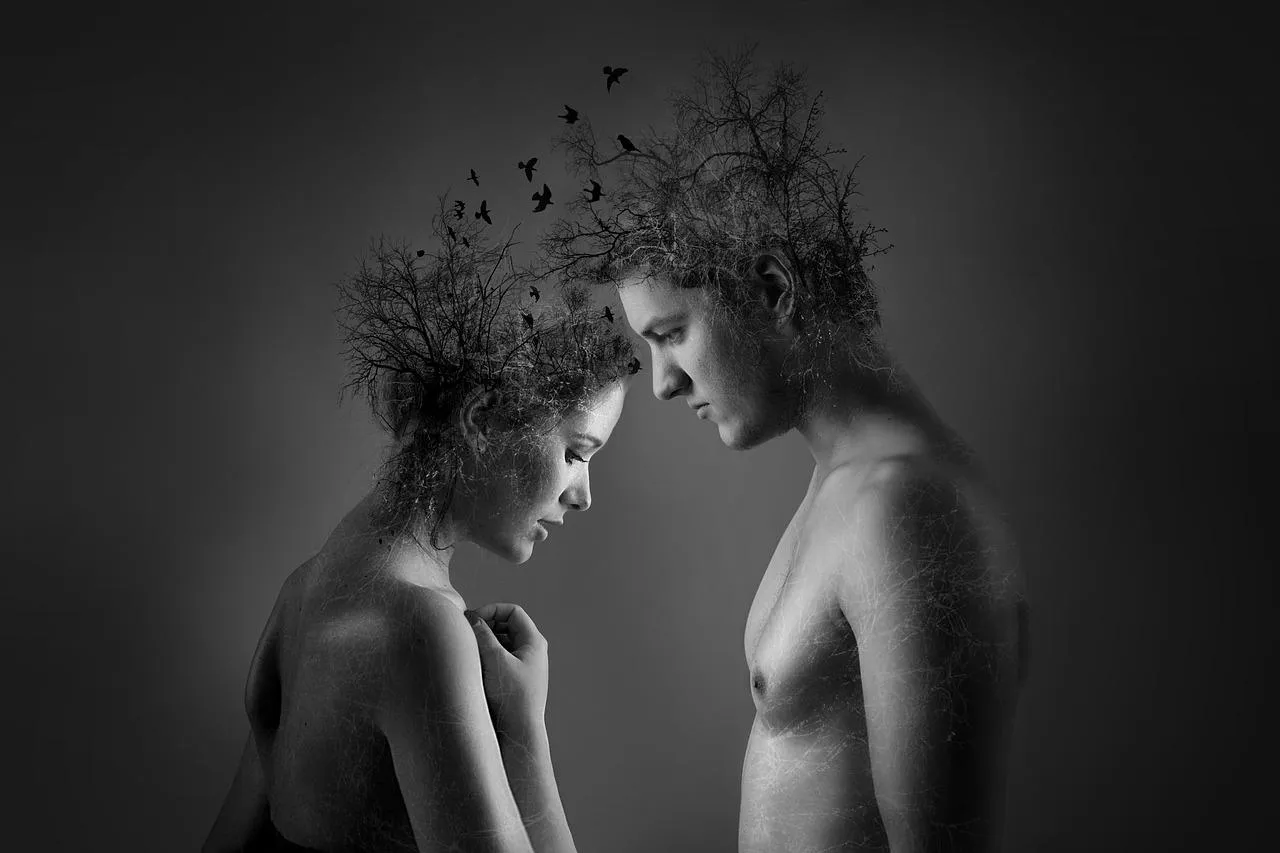 Artistic Black and White Couple Romantic Expression Image
