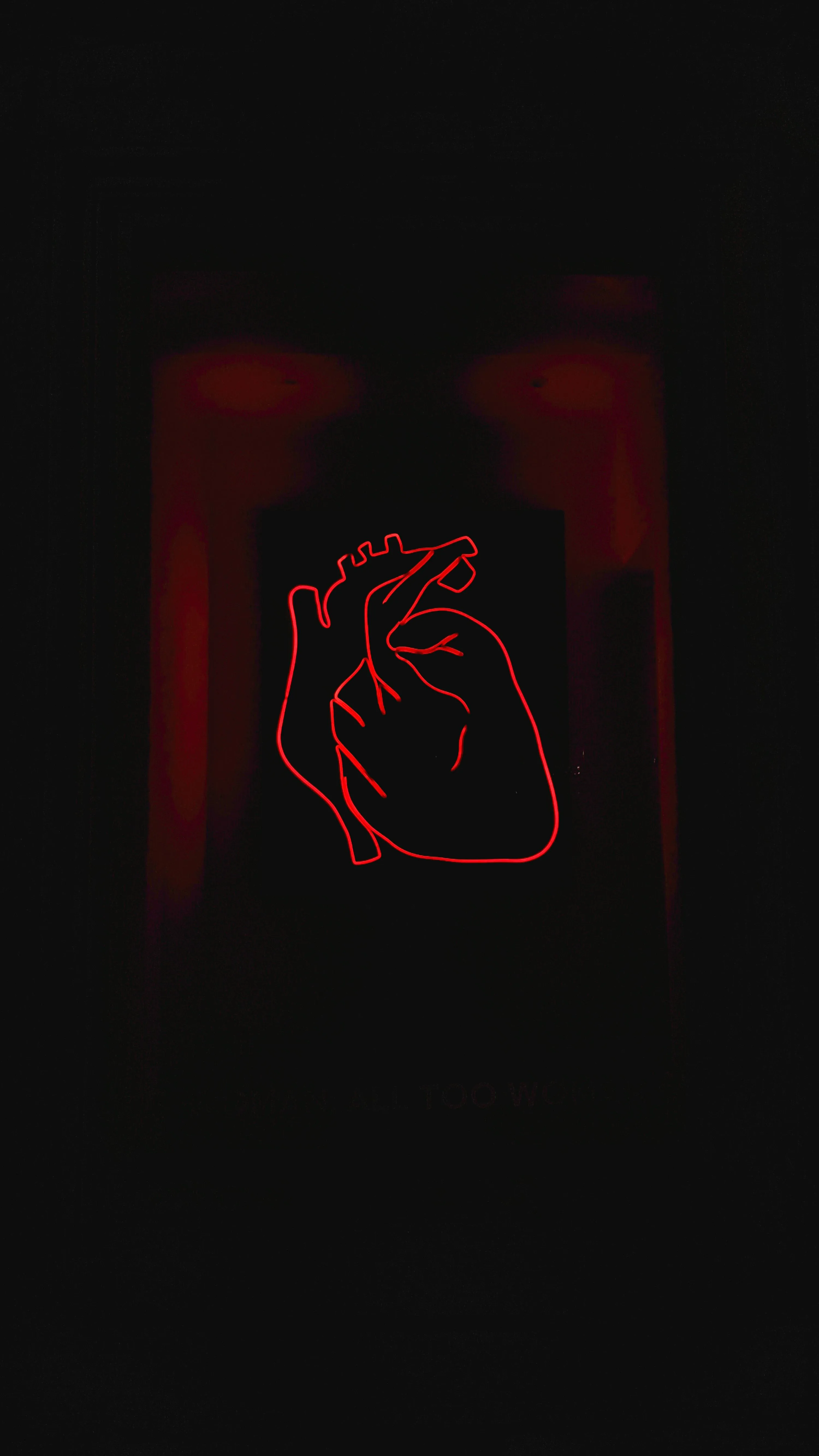 Artistic Neon Heart Illustration for Modern Love Wallpaper