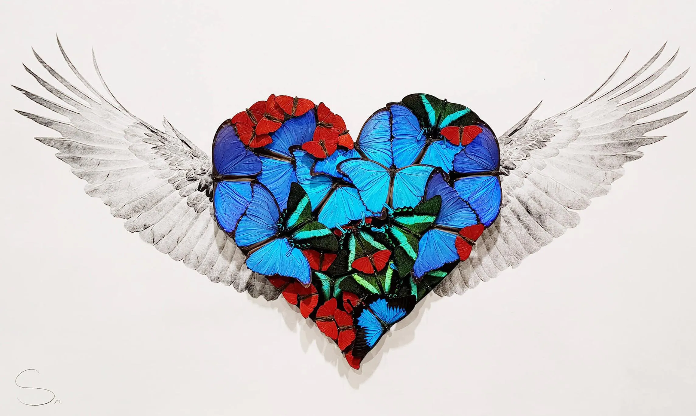 Artistic Winged Heart Symbol of Freedom and Love Wallpaper