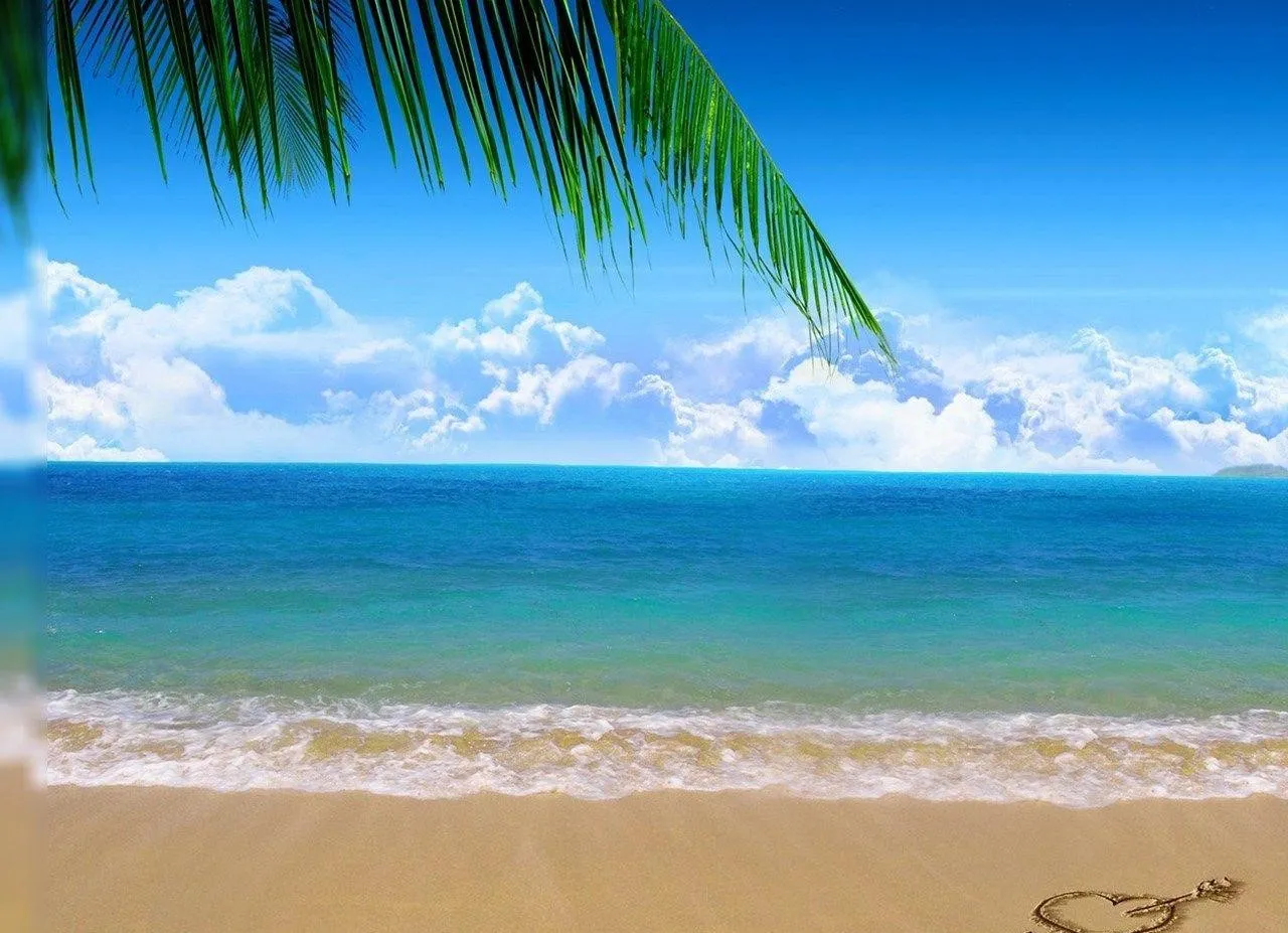 Beach Scene with Heart in Sand for Peaceful Romance