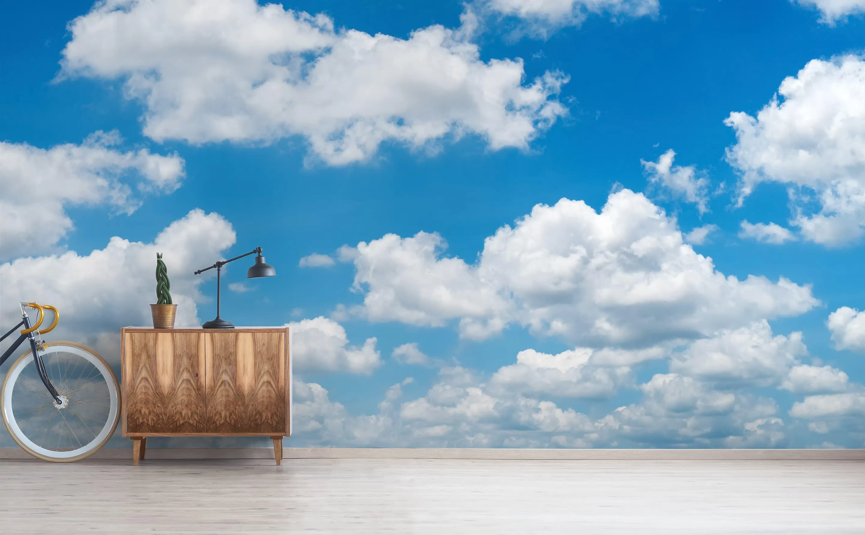 Bicycle Under Blue Sky Symbolizing Hope and Love Wallpaper