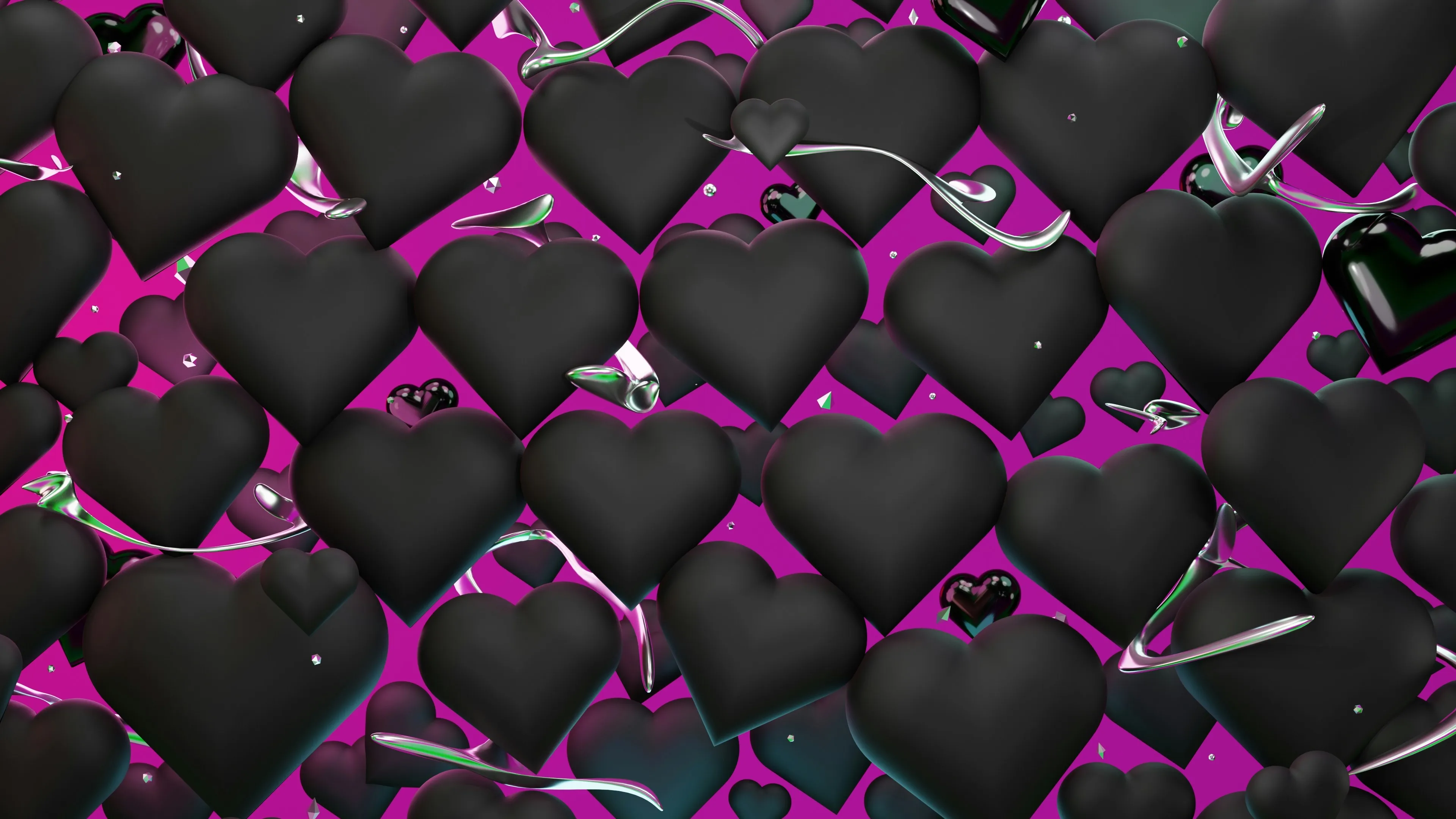 Black Pattern with Pink Hearts Showing Desire Wallpaper