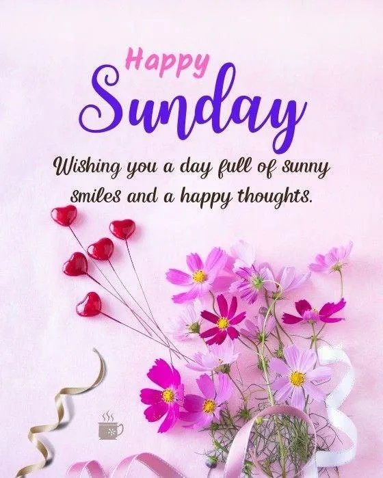 Blooming Flowers with Happy Sunday Morning Greeting