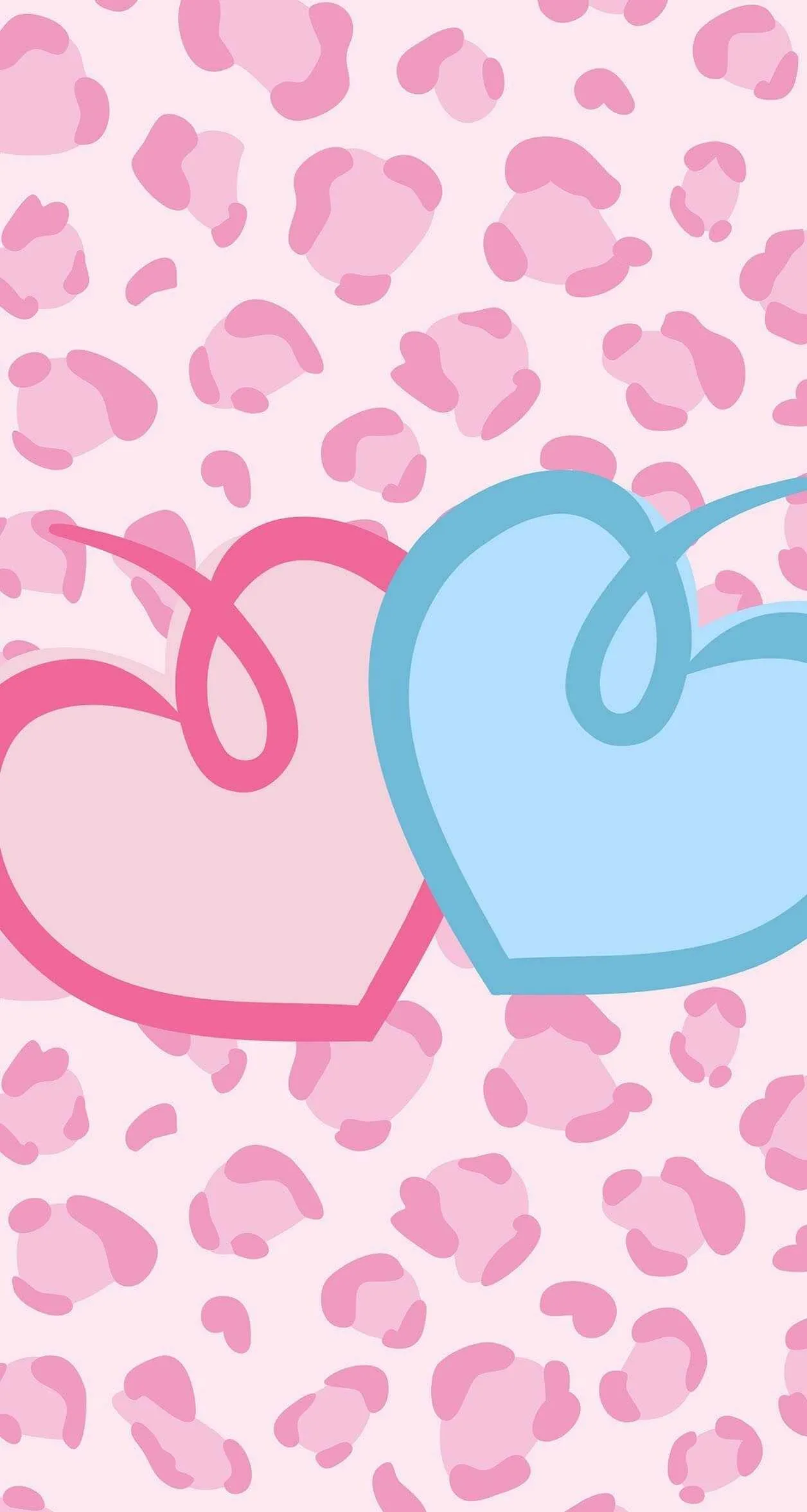 Blue and Pink Heart Shapes of Tender Emotion Wallpaper