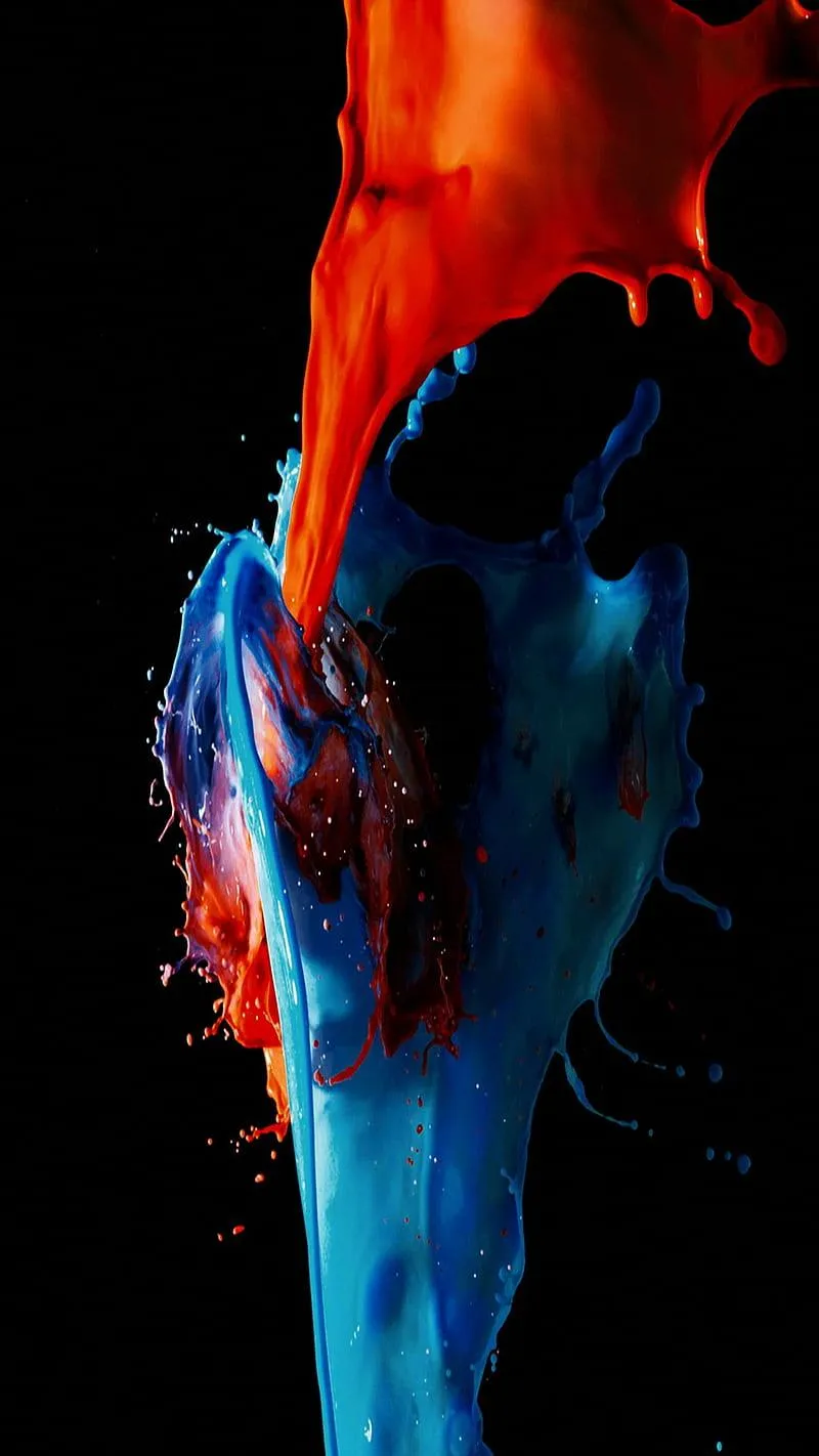 Blue and Red Liquid Forming Heart Shape Abstract Wallpaper