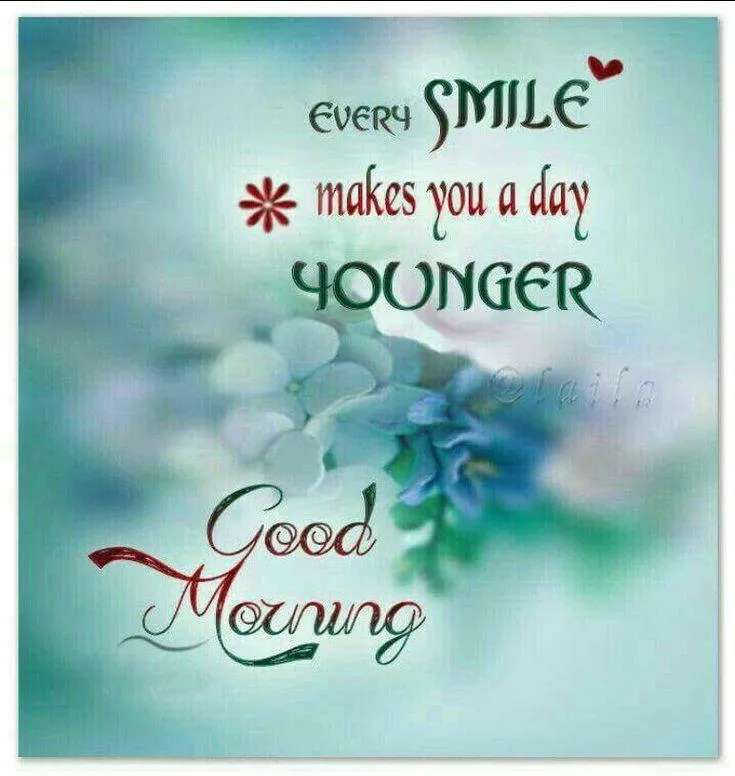 Blue Background with Smile Quote and Good Morning Image