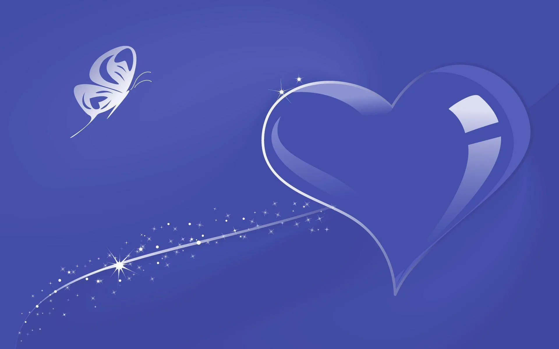 Blue Heart with White Feather Floating in Air Art Wallpaper