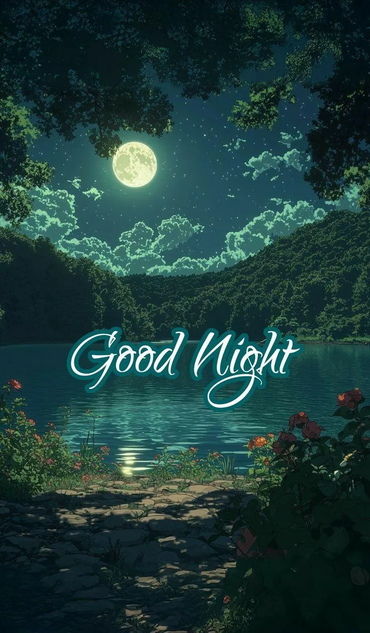 Blue Starry Night Background with Calm Good Night Image