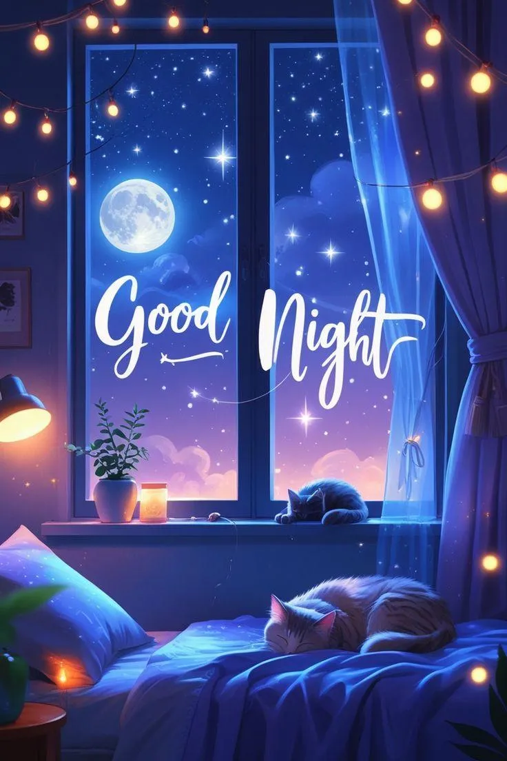 Blue Starry Theme to Send Peaceful Night Wishes Wallpaper