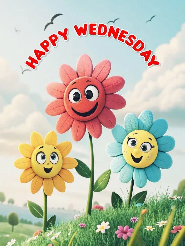 Bright Cartoon Flowers Sending a Happy Good Morning